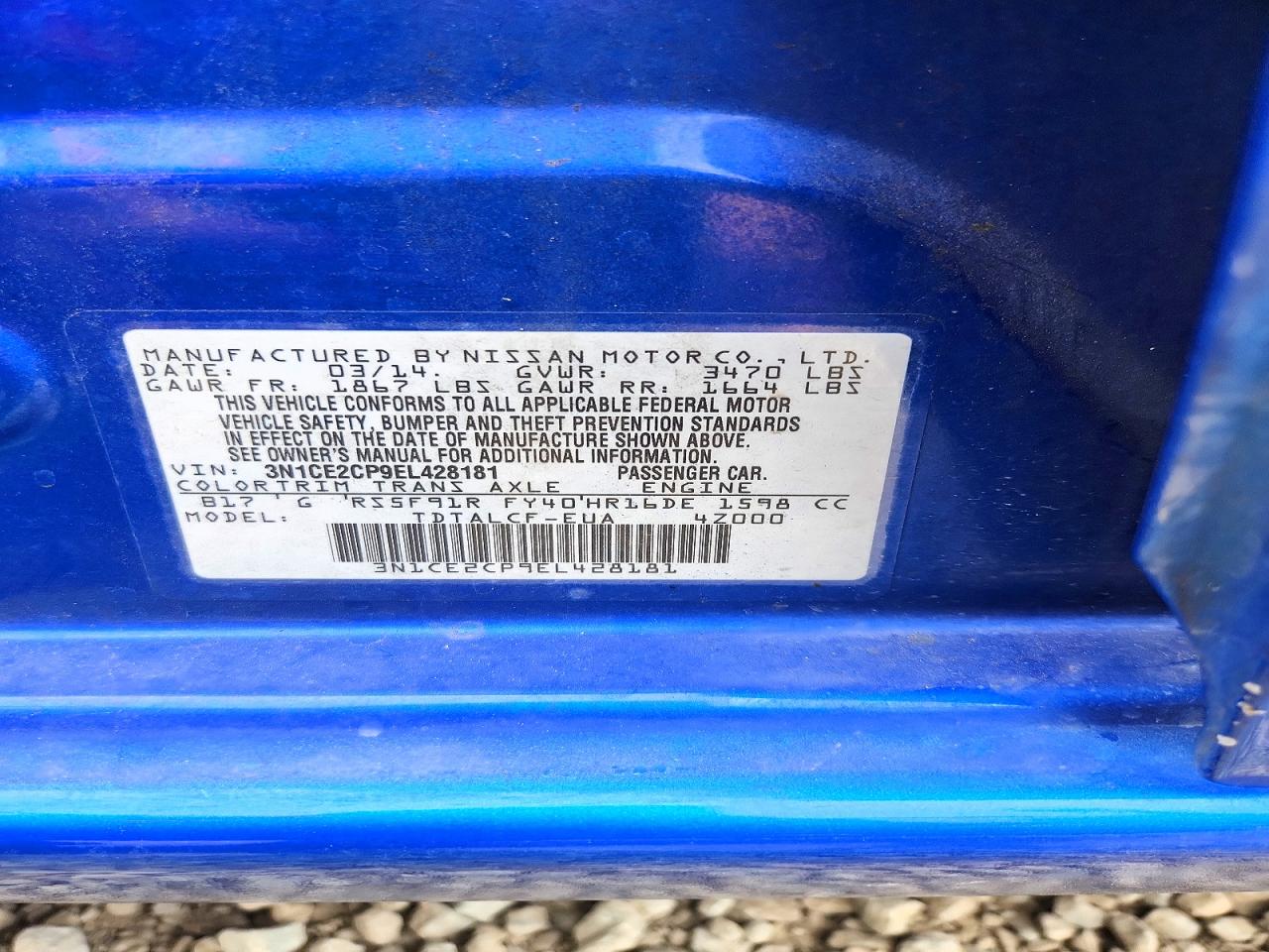 2014 Nissan Versa Note S Синий vin: 3N1CE2CP9EL428181