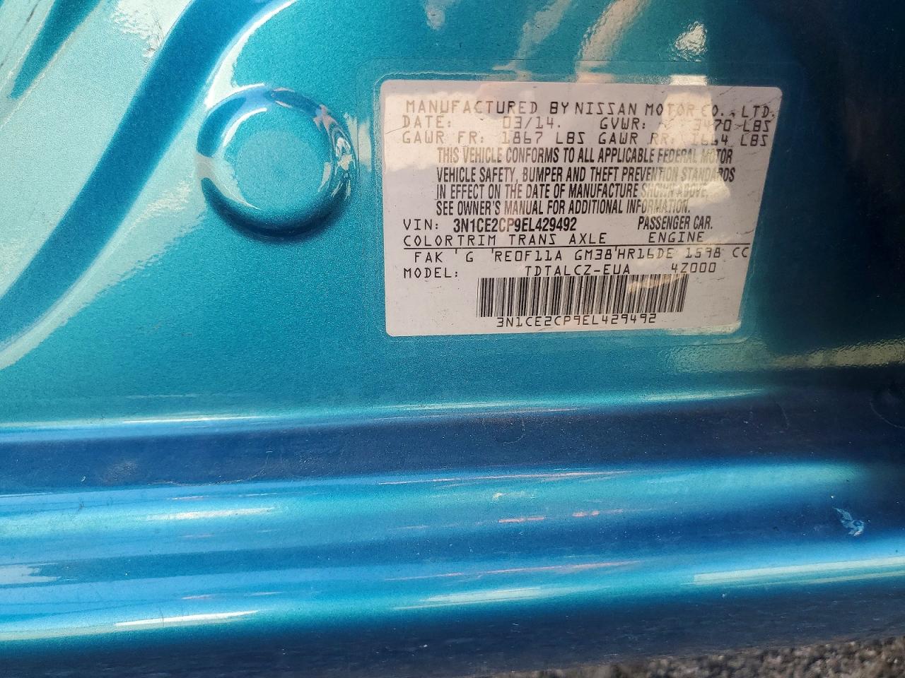 2014 Nissan Versa Note S Синий vin: 3N1CE2CP9EL429492