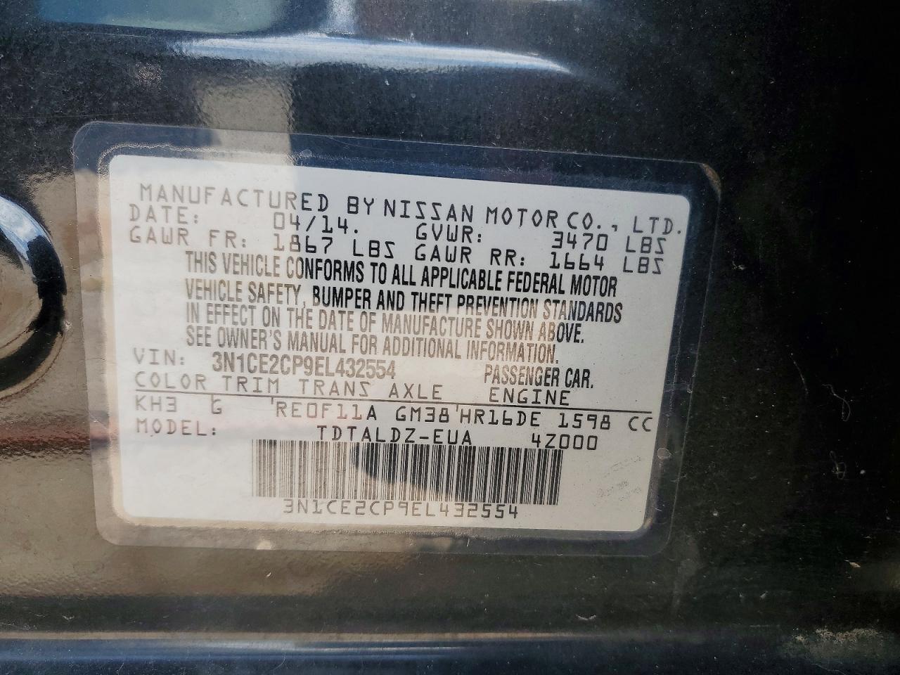 2014 Nissan Versa Note S Black vin: 3N1CE2CP9EL432554