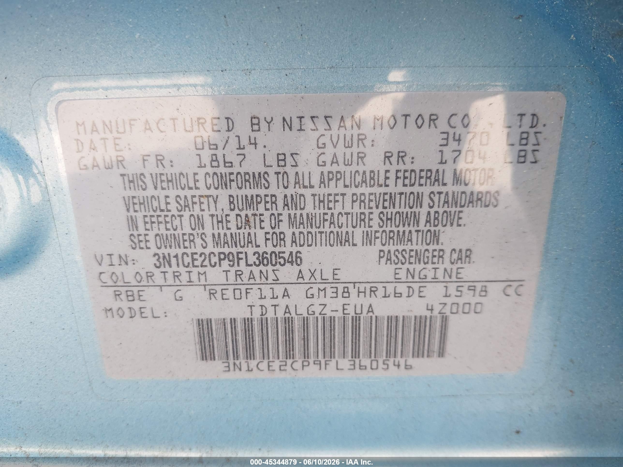2015 Nissan Versa Note Sr Blue vin: 3N1CE2CP9FL360546
