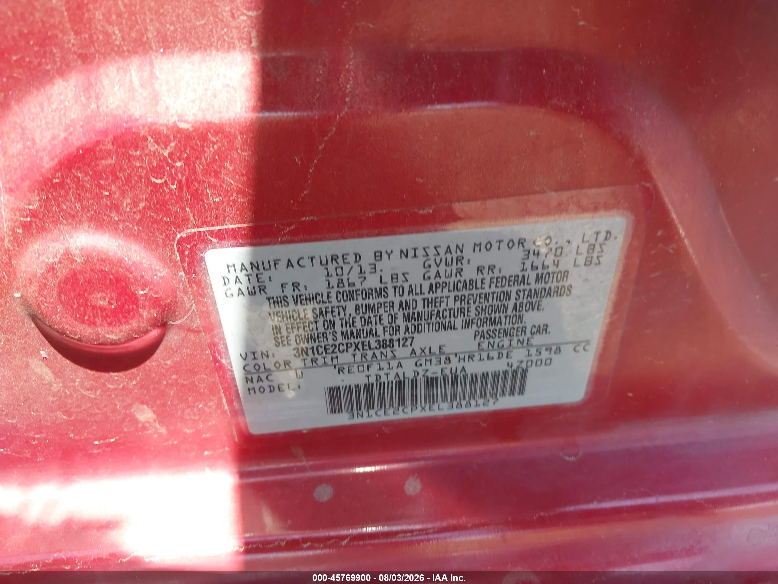2014 Nissan Versa Note Sv Красный vin: 3N1CE2CPXEL388127