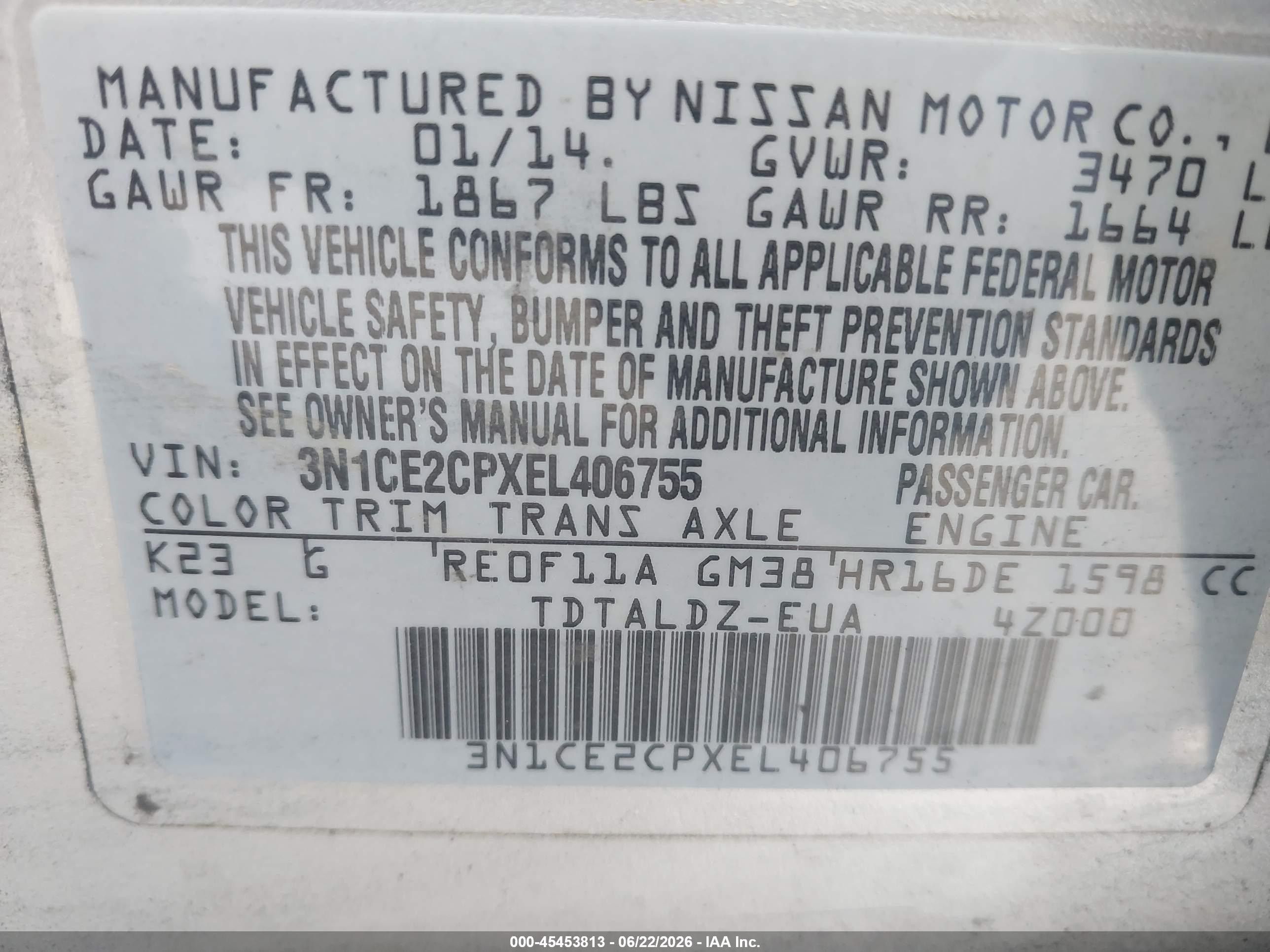 2014 Nissan Versa Note Sv Silver vin: 3N1CE2CPXEL406755