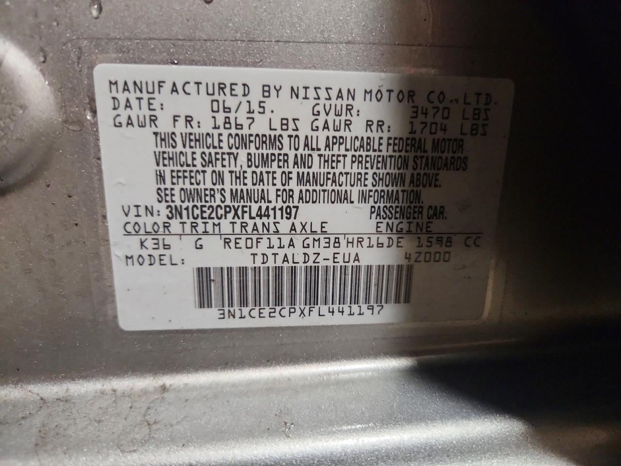 2015 Nissan Versa Note Sv Gray vin: 3N1CE2CPXFL441197
