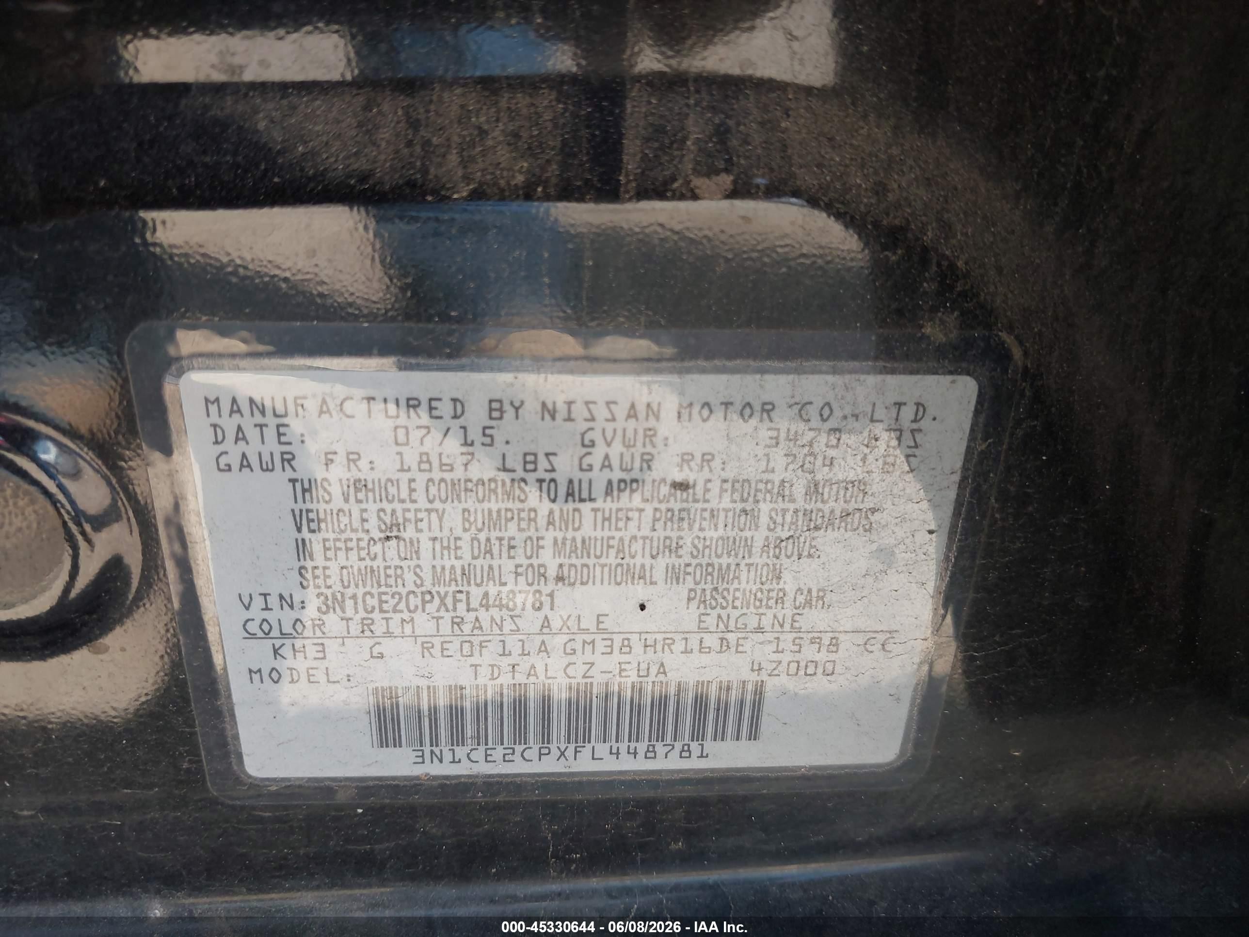2015 Nissan Versa Note S Plus Black vin: 3N1CE2CPXFL448781