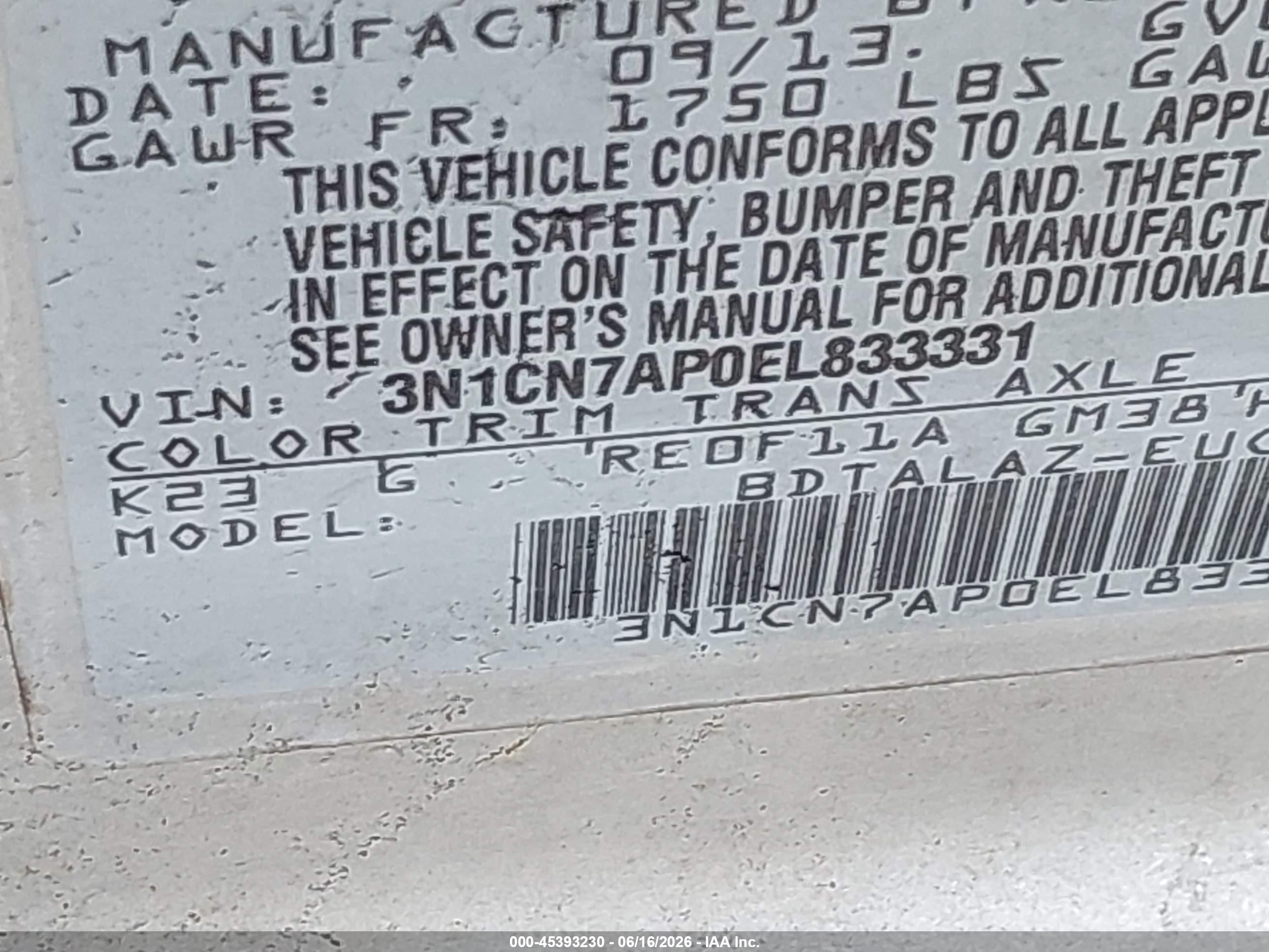 2014 Nissan Versa 1.6 S+ Silver vin: 3N1CN7AP0EL833331