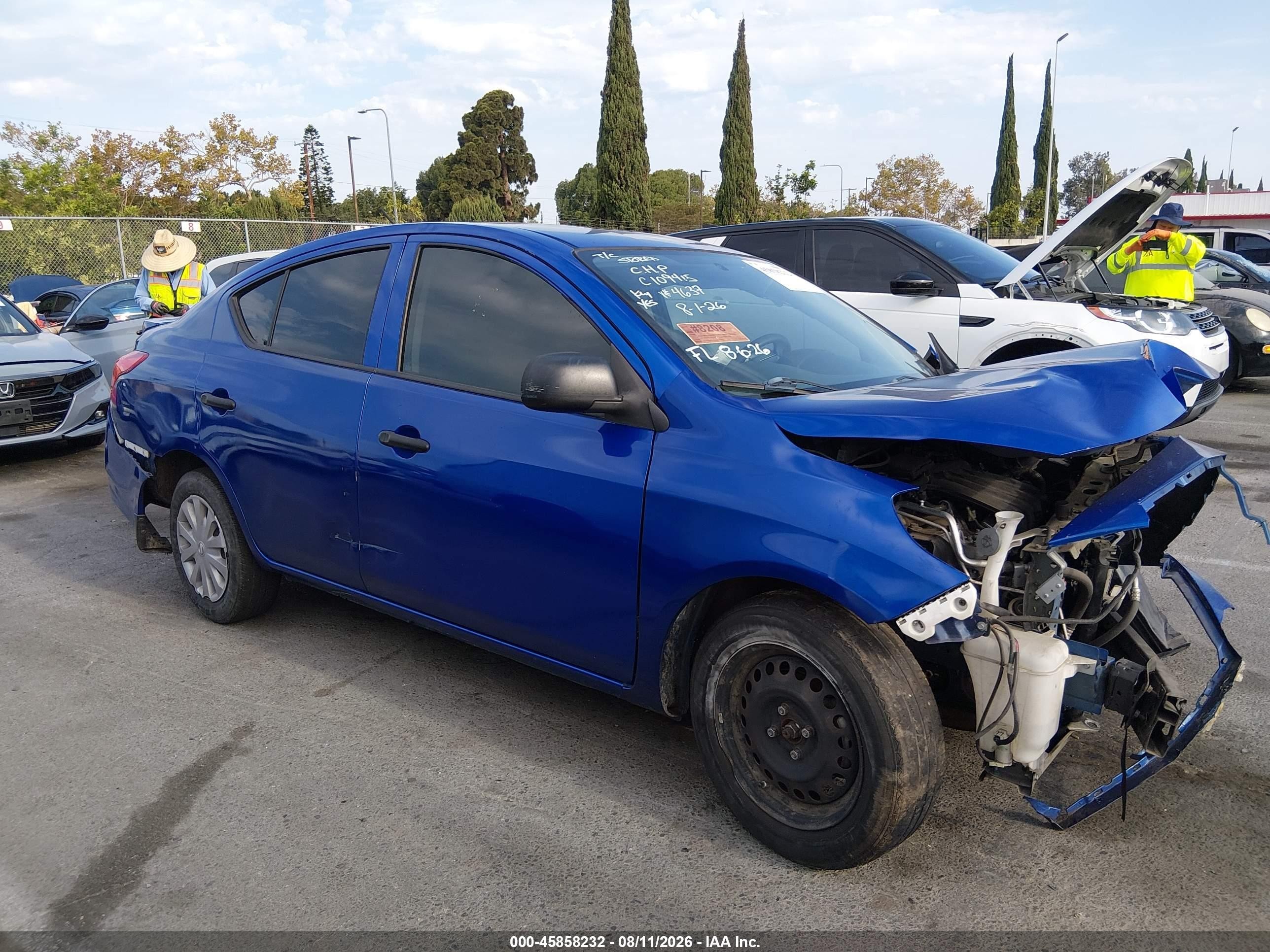 2015 Nissan Versa 1.6 S+ Blue vin: 3N1CN7AP0FL844637