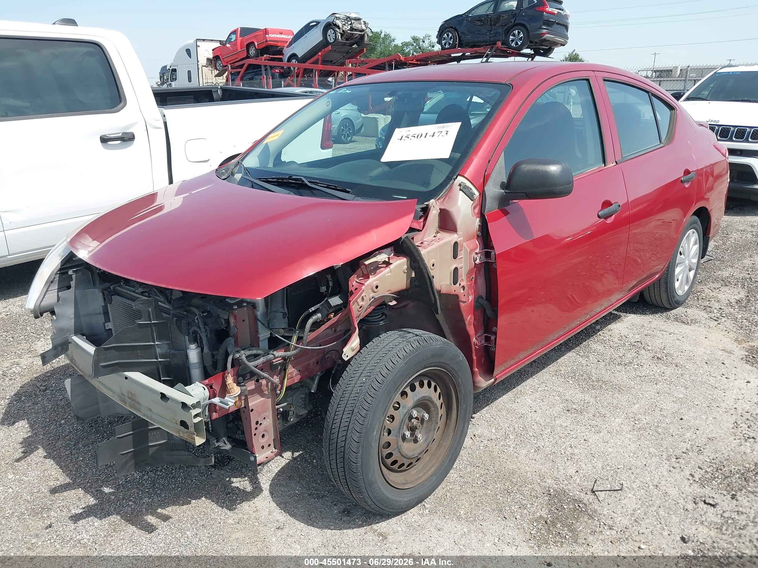 2015 Nissan Versa 1.6 S+ Red vin: 3N1CN7AP0FL868422