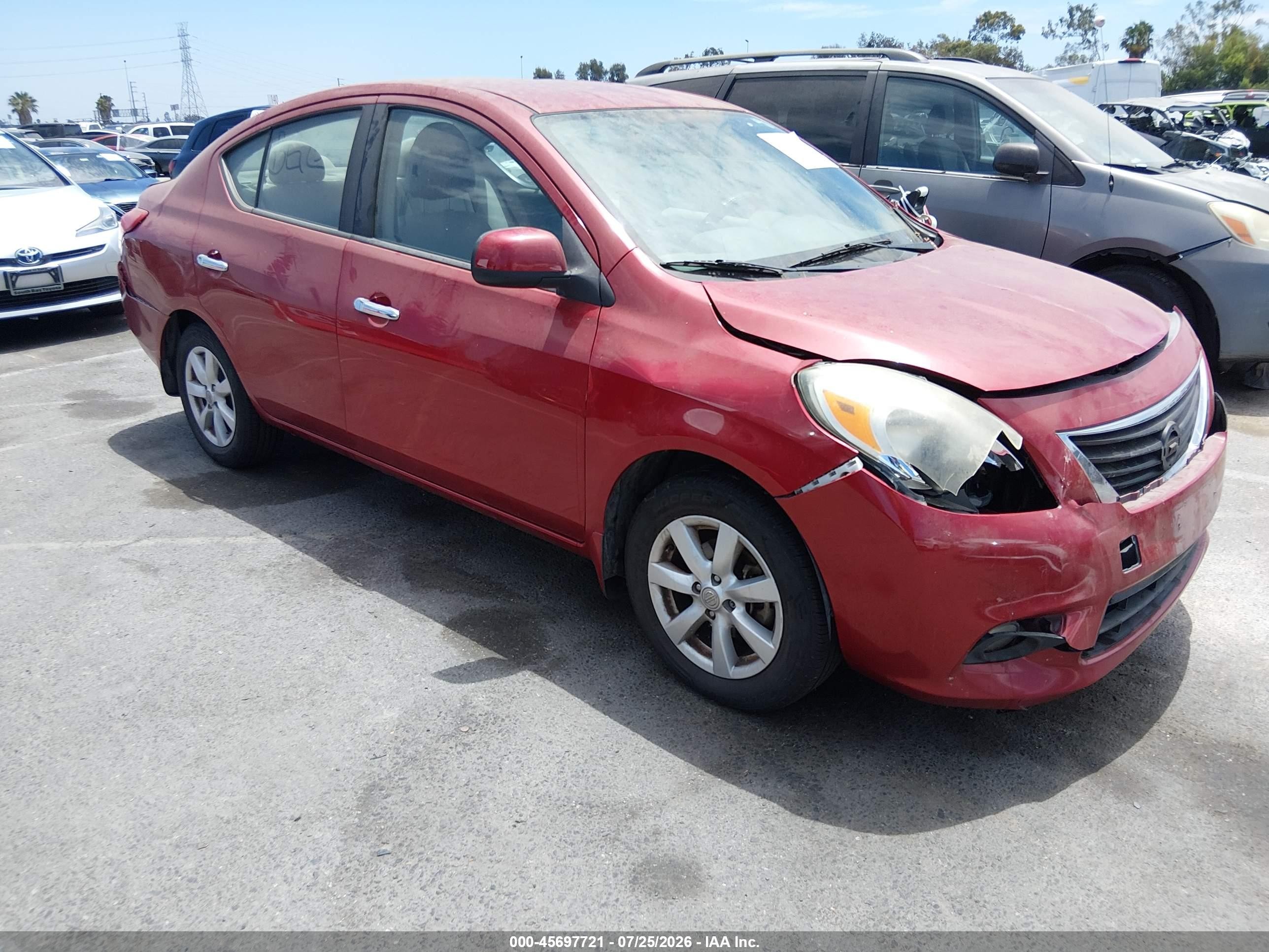 2012 Nissan Versa 1.6 Sl Burgundy vin: 3N1CN7AP1CL946234