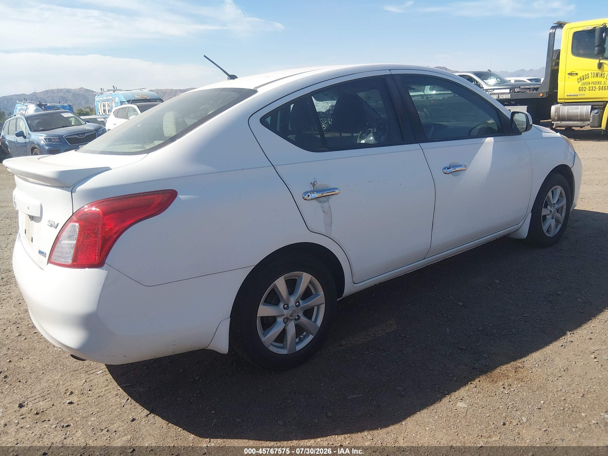 2014 Nissan Versa 1.6 Sv White vin: 3N1CN7AP4EL876652