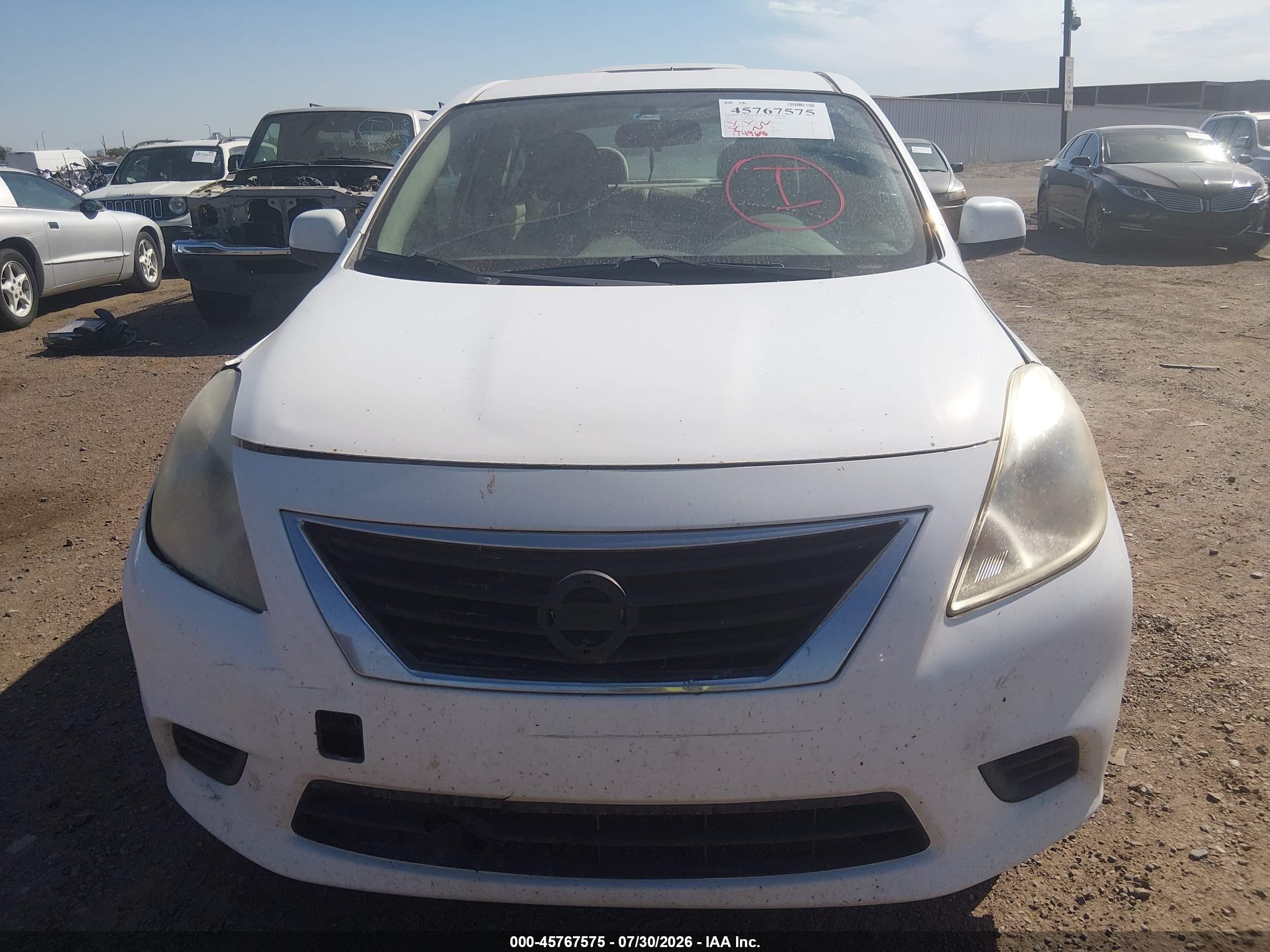 2014 Nissan Versa 1.6 Sv White vin: 3N1CN7AP4EL876652