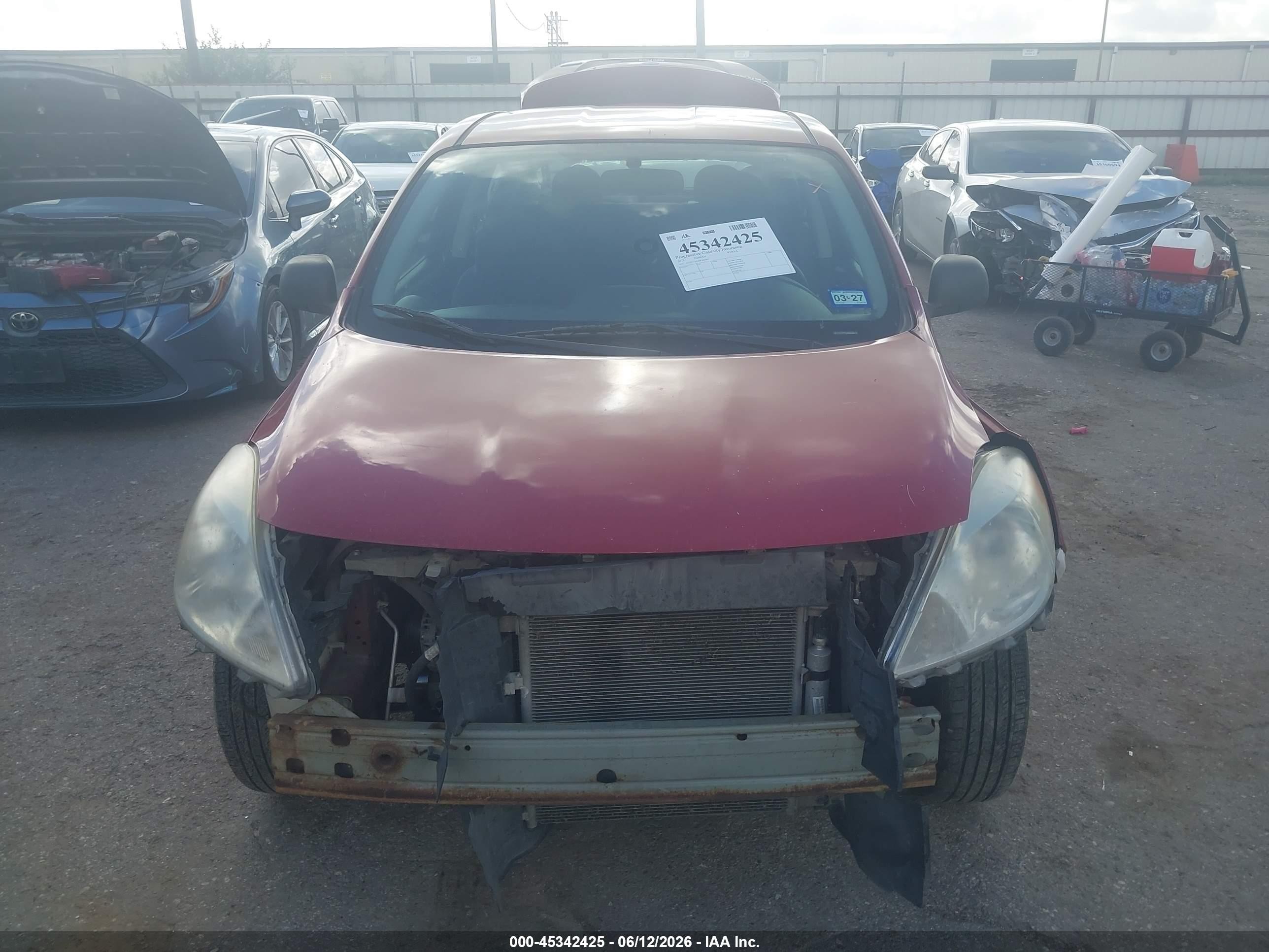 2013 Nissan Versa 1.6 S+ Red vin: 3N1CN7AP6DL845160