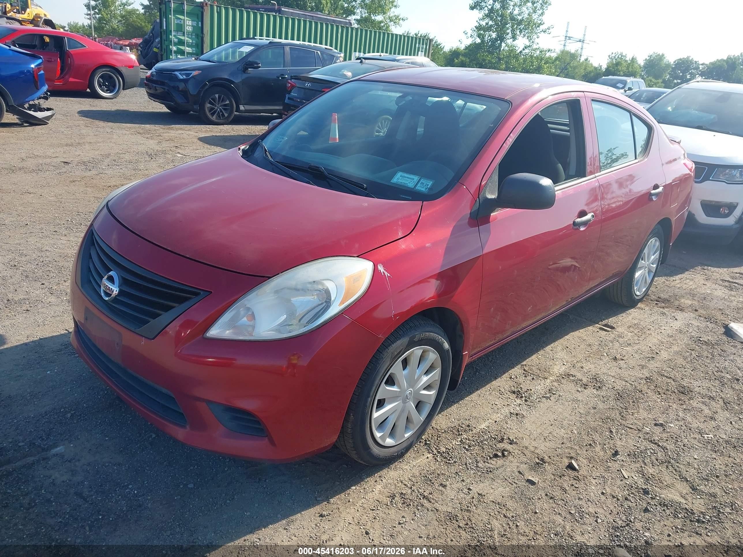 2013 Nissan Versa 1.6 S+ Red vin: 3N1CN7AP6DL873749
