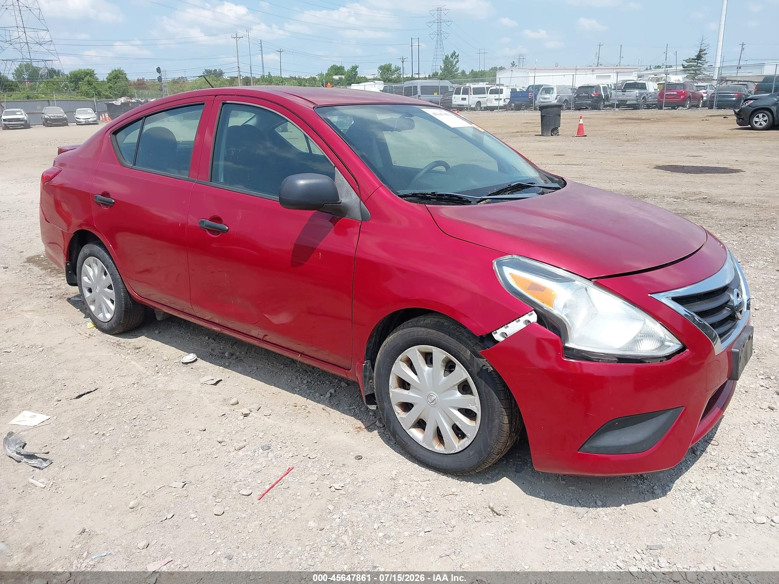 2015 Nissan Versa 1.6 S+ Red vin: 3N1CN7AP6FL803963