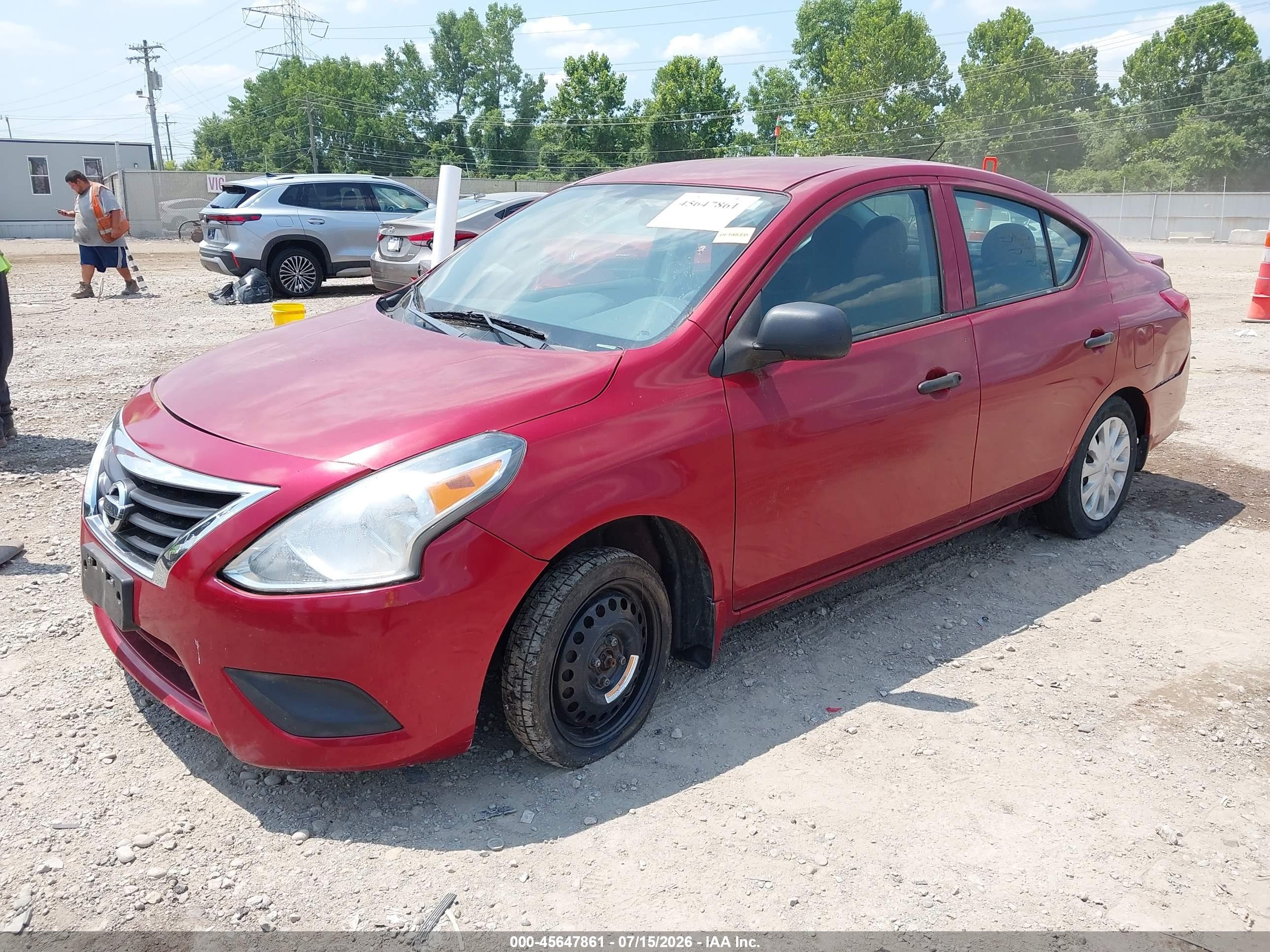 2015 Nissan Versa 1.6 S+ Red vin: 3N1CN7AP6FL803963