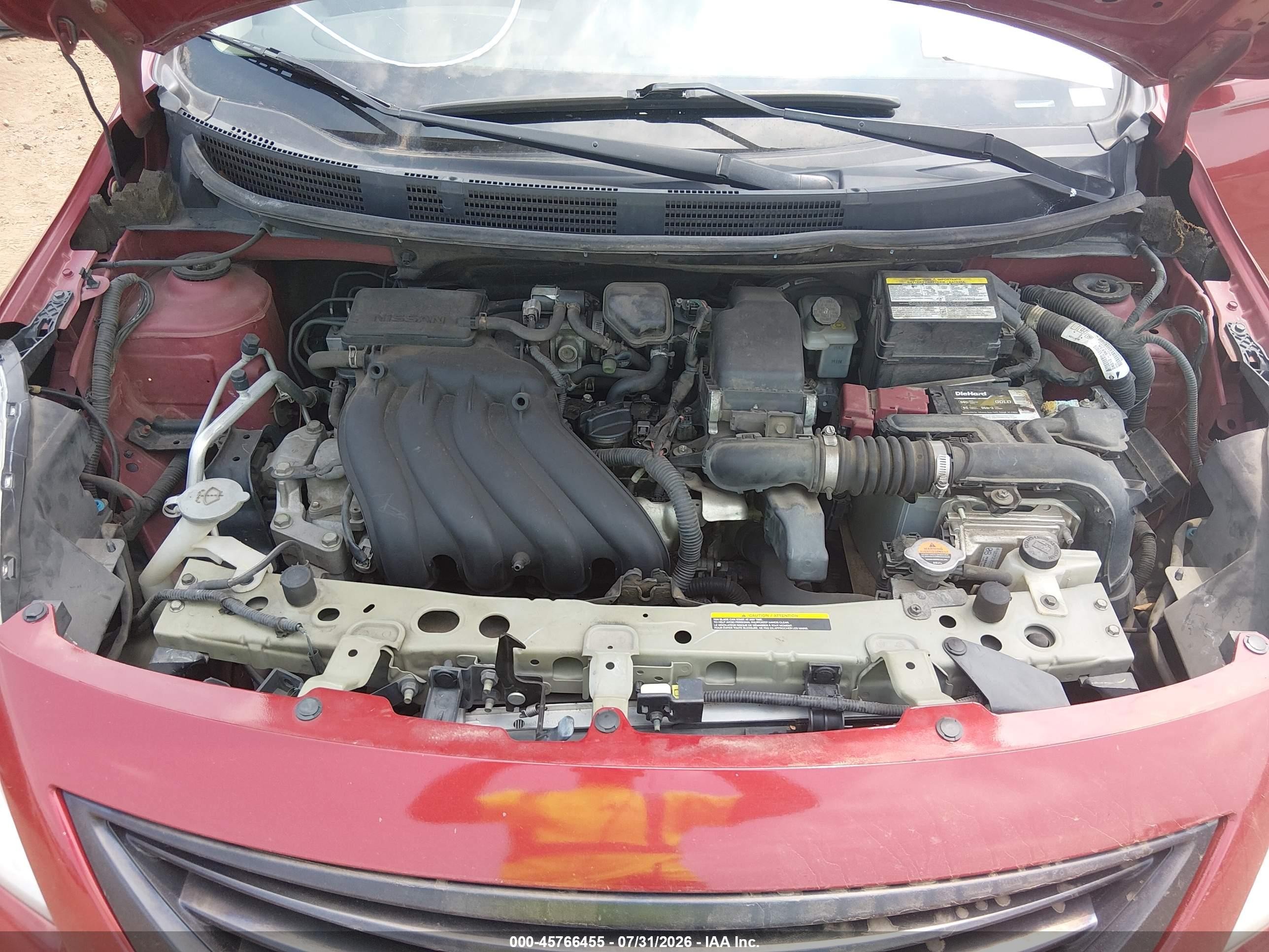 2014 Nissan Versa 1.6 S+ Red vin: 3N1CN7AP7EL847324