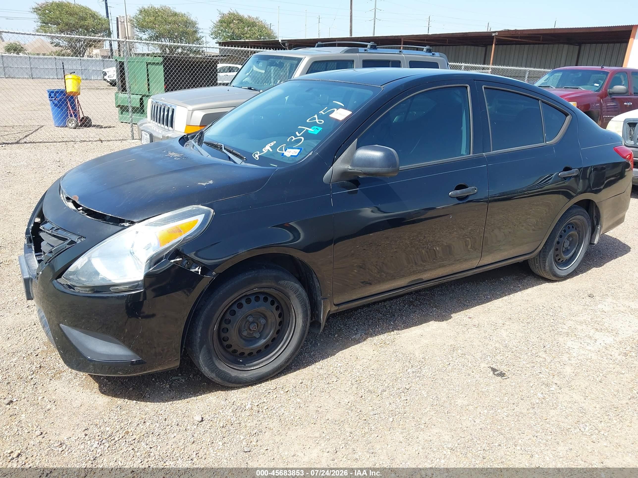 2015 Nissan Versa 1.6 S Black vin: 3N1CN7AP7FL834851