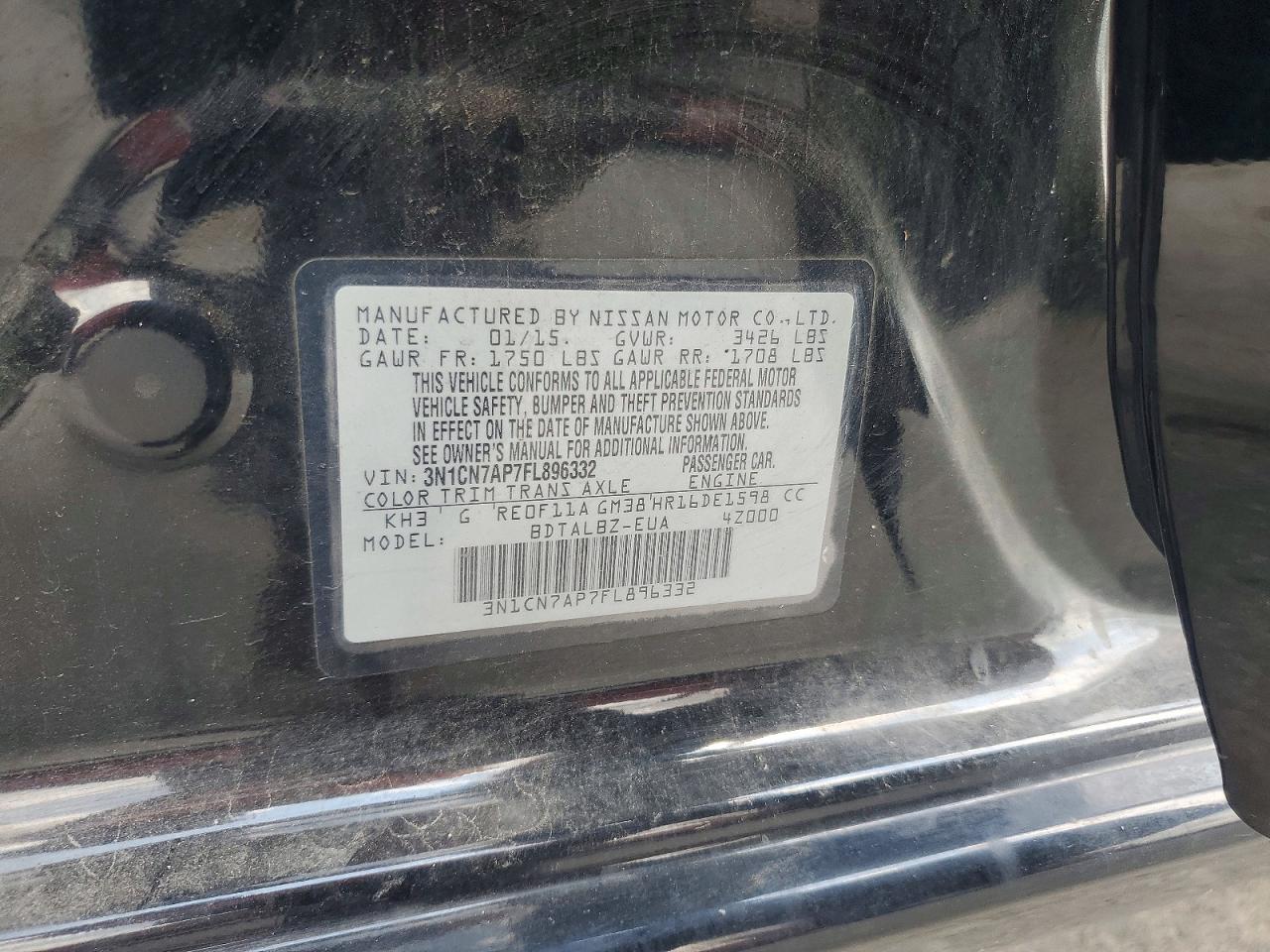 2022 Nissan Versa 1.6 Sv Black vin: 3N1CN7AP7FL896332