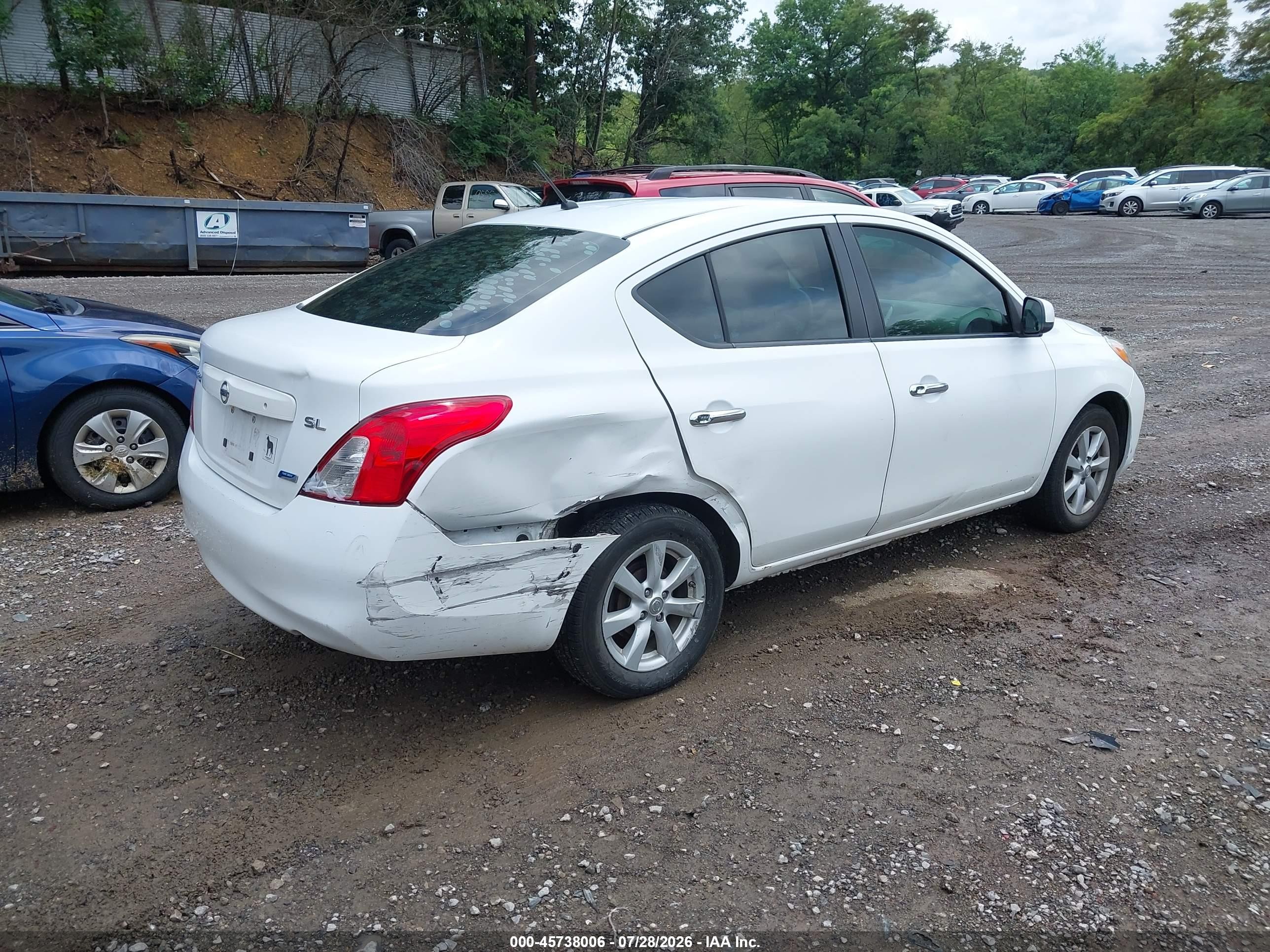 2012 Nissan Versa 1.6 Sl White vin: 3N1CN7AP8CL946697