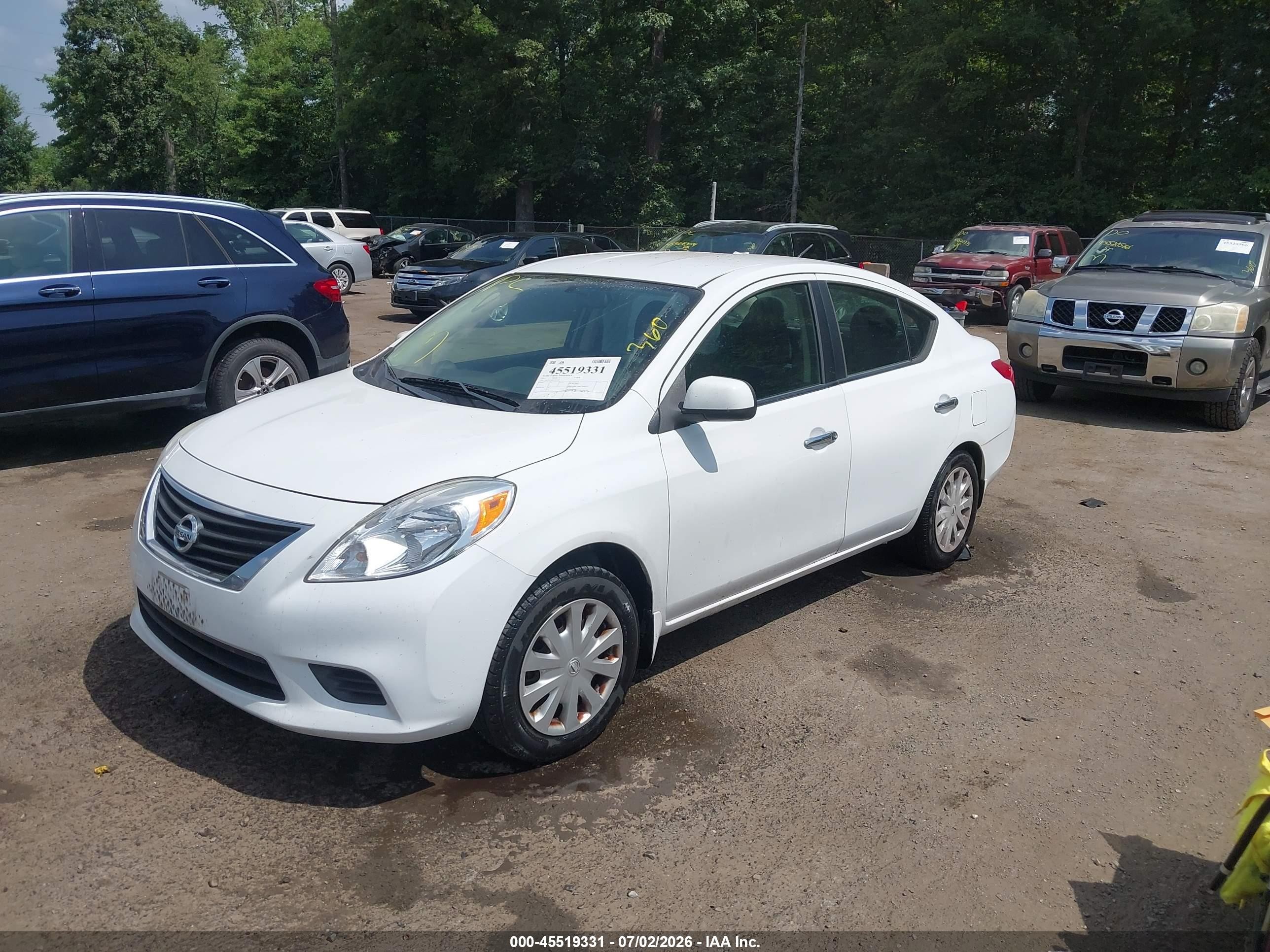 2012 Nissan Versa 1.6 Sv White vin: 3N1CN7AP9CL841909