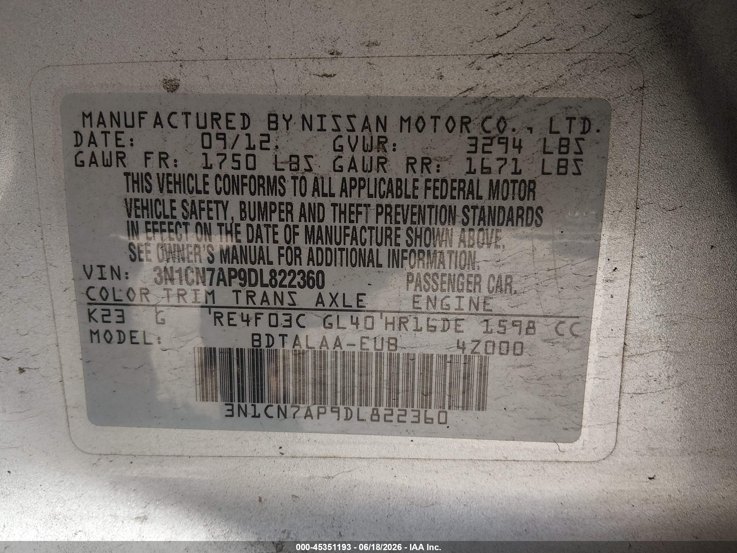 2013 Nissan Versa 1.6 S Silver vin: 3N1CN7AP9DL822360
