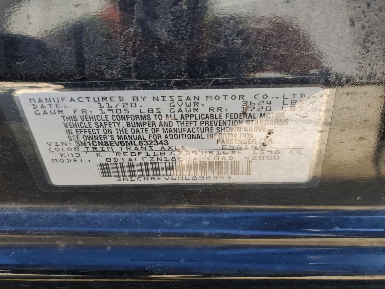 2021 Nissan Versa Sv Black vin: 3N1CN8EV6ML832343