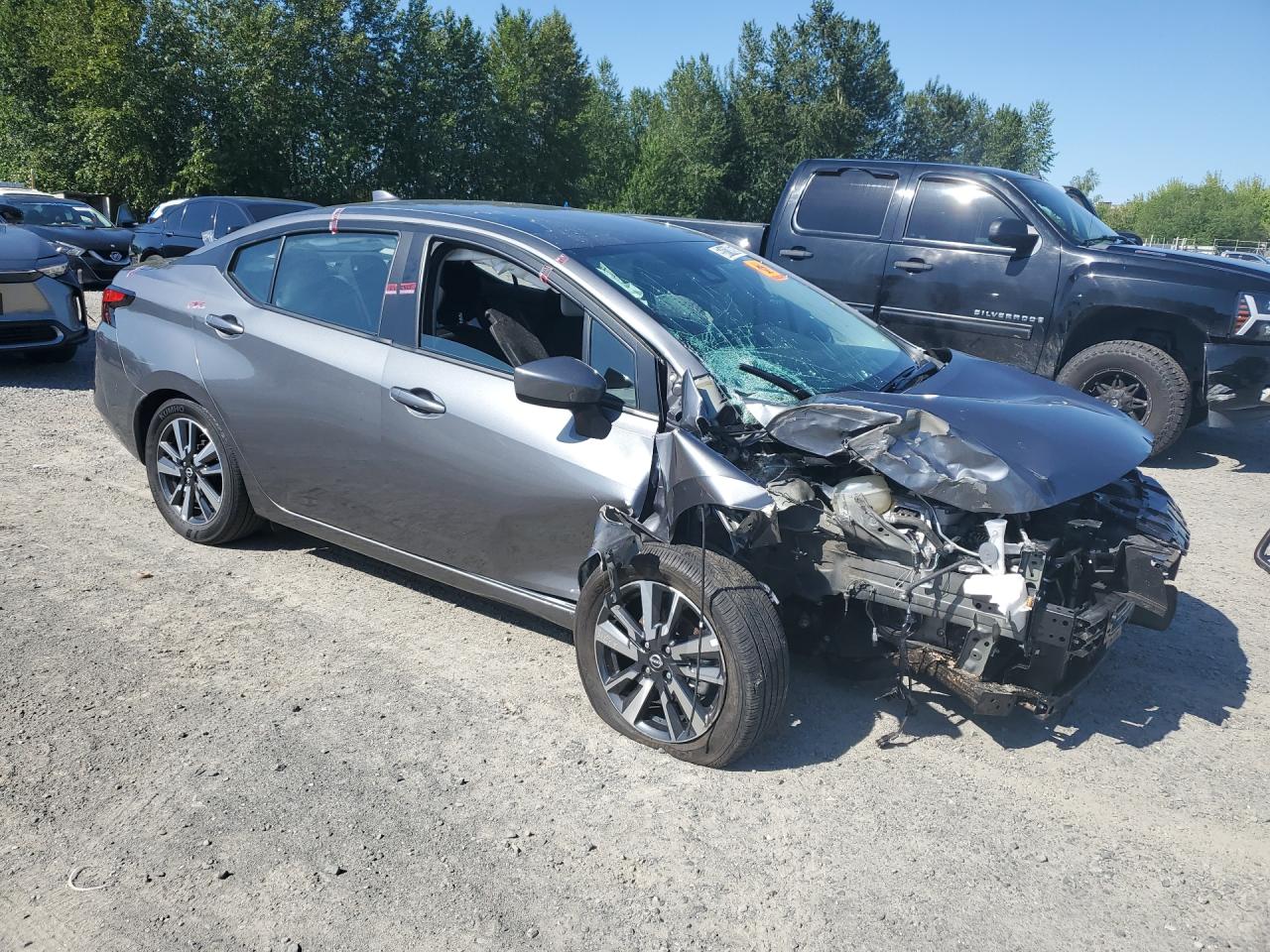 2025 Nissan Versa Sv Gray vin: 3N1CN8EV6SL842299 Damage: Front Bumper/Cover, Missing, Replacement Required