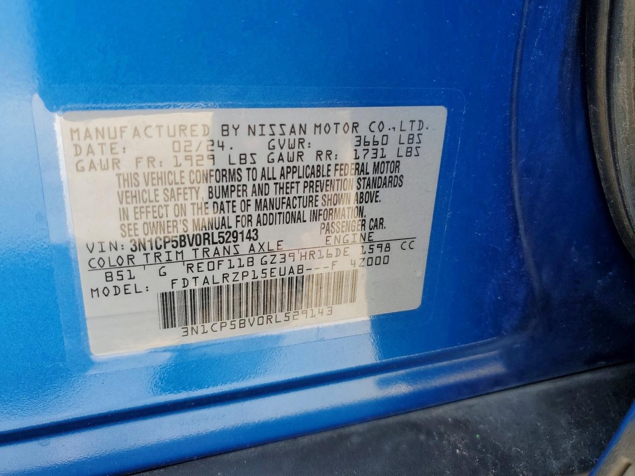2024 Nissan Kicks S Blue vin: 3N1CP5BV0RL529143