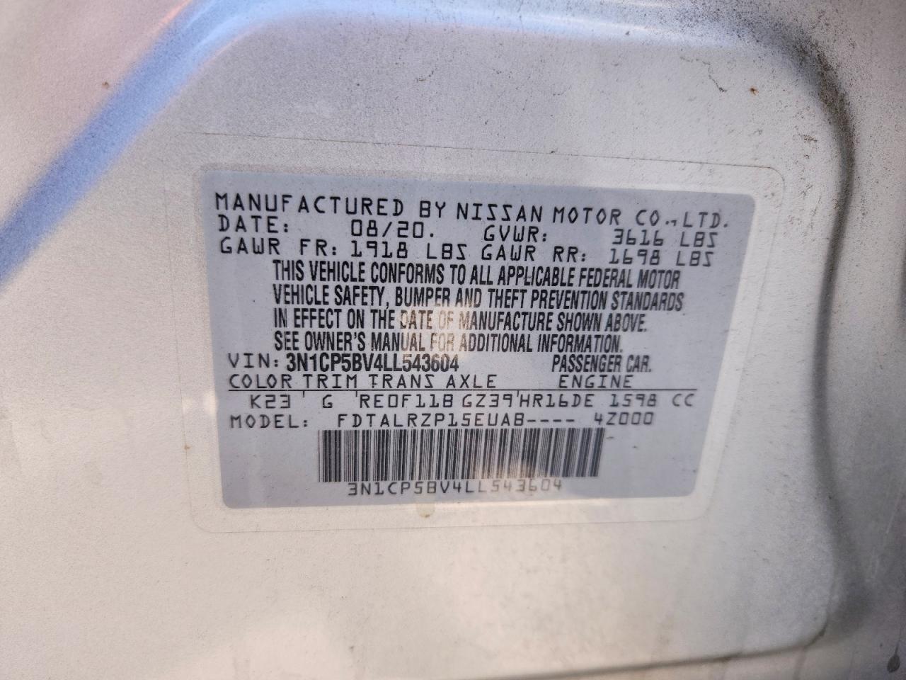2020 Nissan Kicks S Silver vin: 3N1CP5BV4LL543604