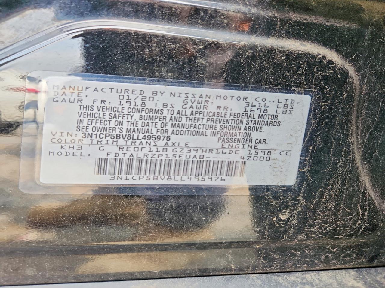 2020 Nissan Kicks S Black vin: 3N1CP5BV8LL495976