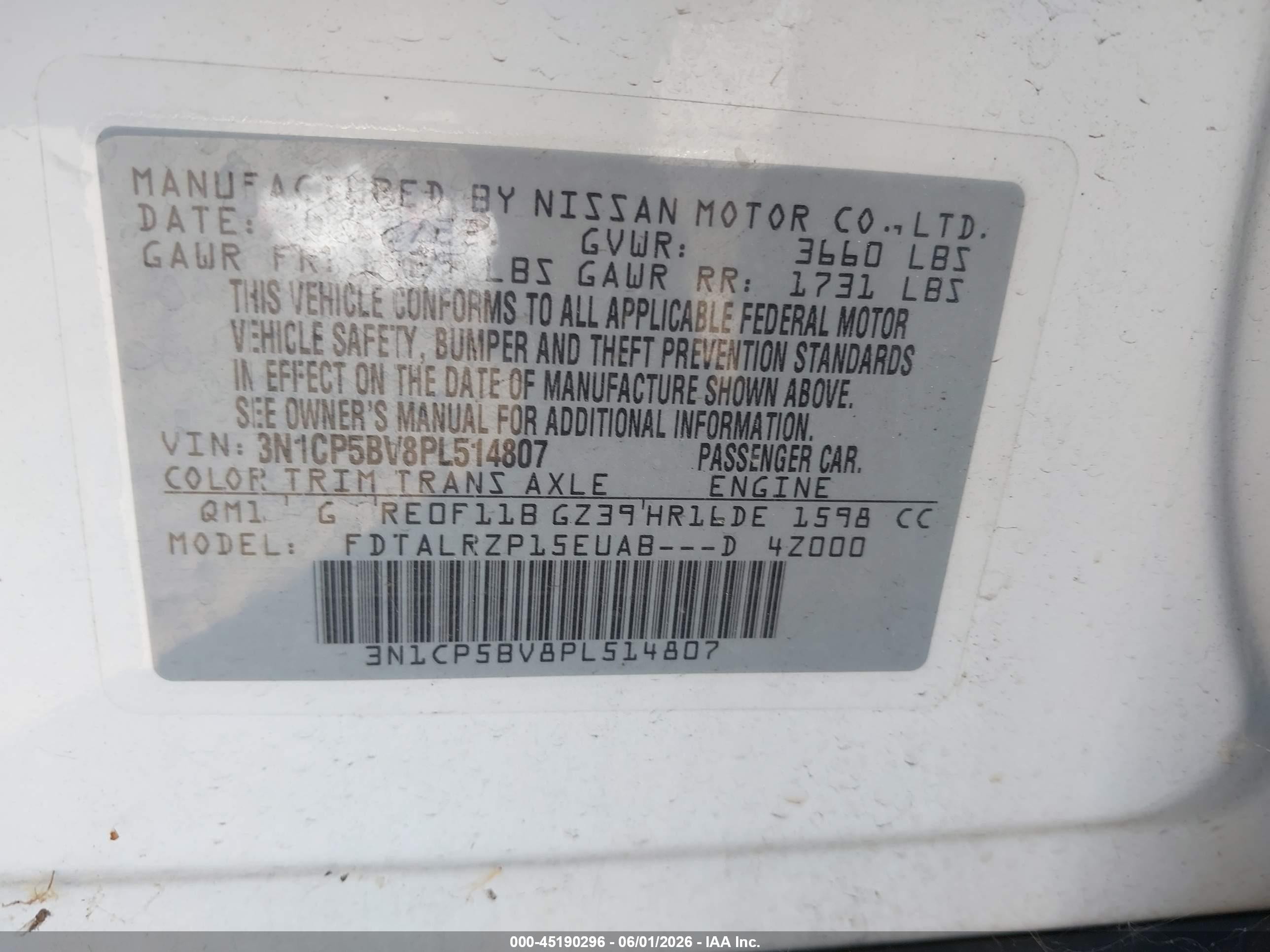 2023 Nissan Kicks S Xtronic Cvt White vin: 3N1CP5BV8PL514807
