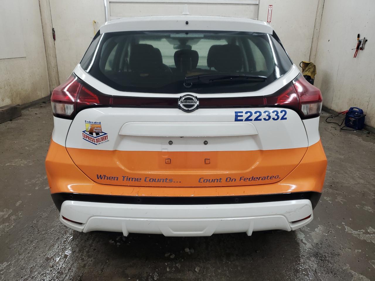 2021 Nissan Kicks S White vin: 3N1CP5BVXML549523 Damage: Rear Bumper, Multiple Scratches Light, 10 Or More