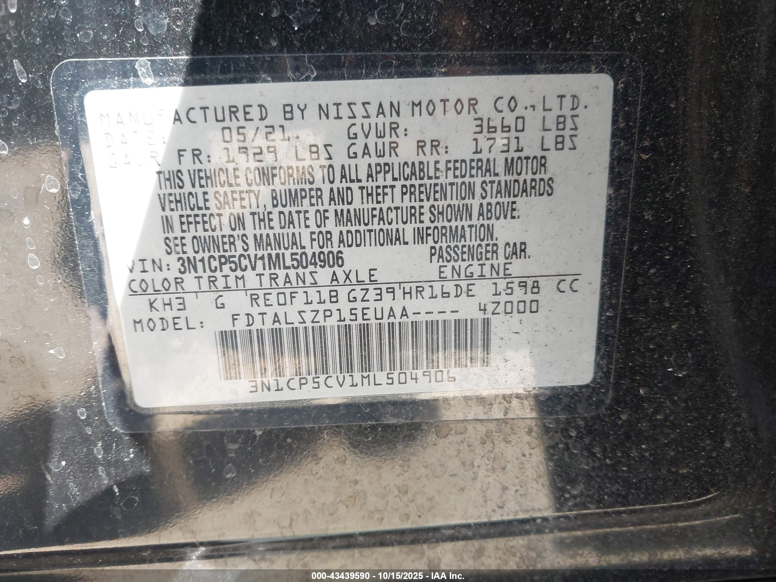 2021 Nissan Kicks Sv Xtronic Cvt Black vin: 3N1CP5CV1ML504906