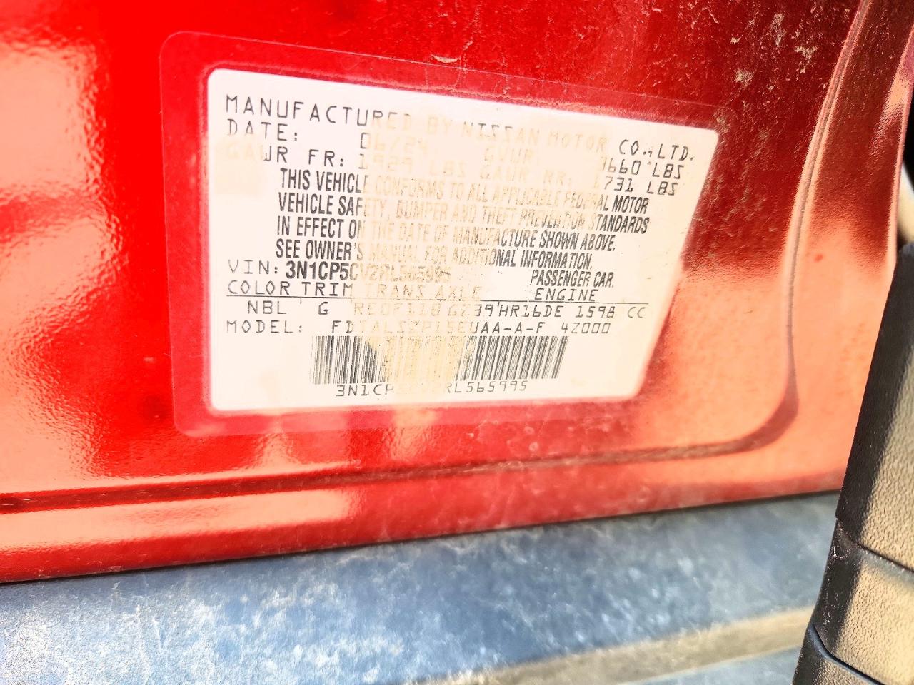 2024 Nissan Kicks Sv Red vin: 3N1CP5CV2RL565995