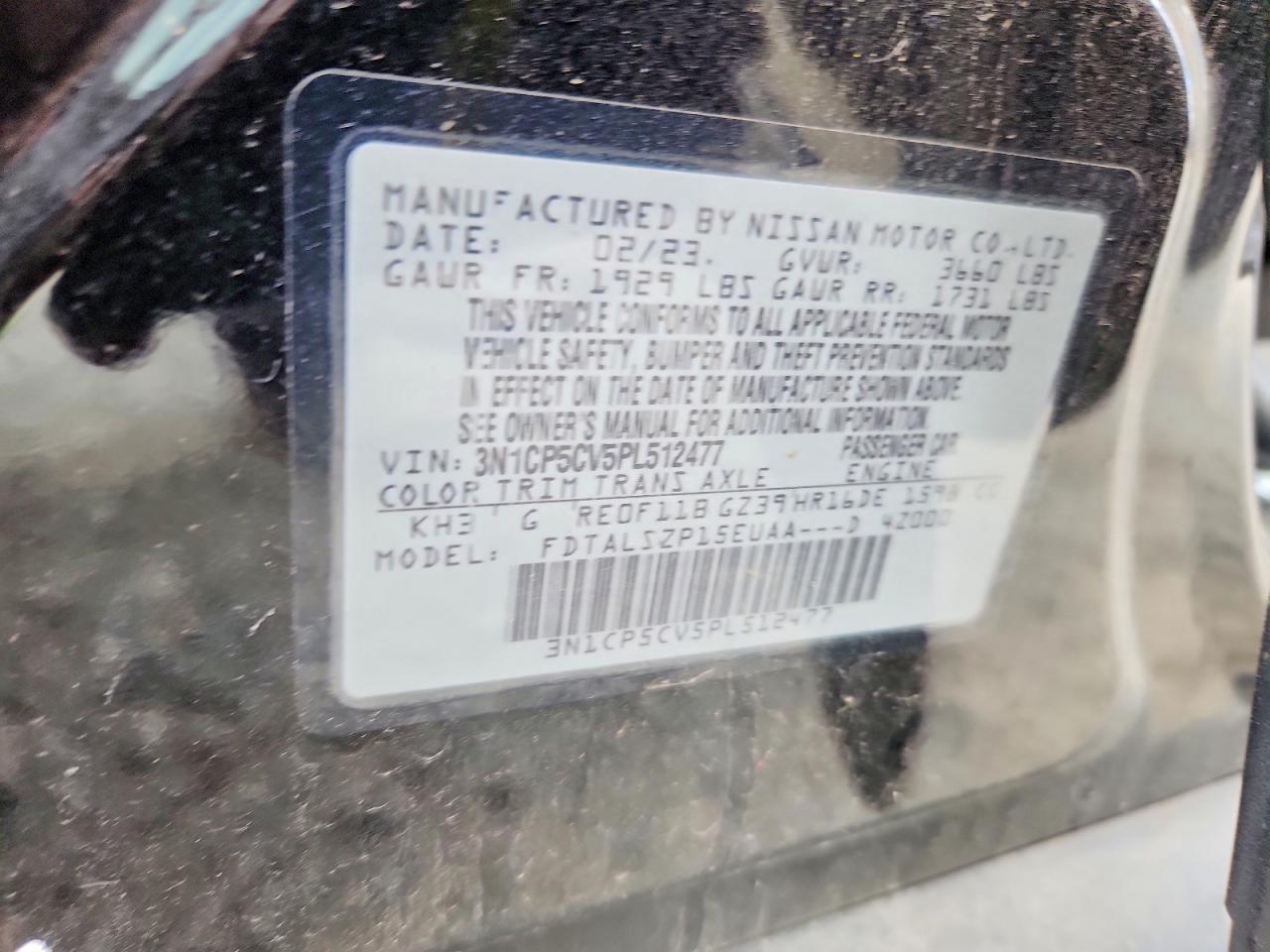 2023 Nissan Kicks Sv Black vin: 3N1CP5CV5PL512477