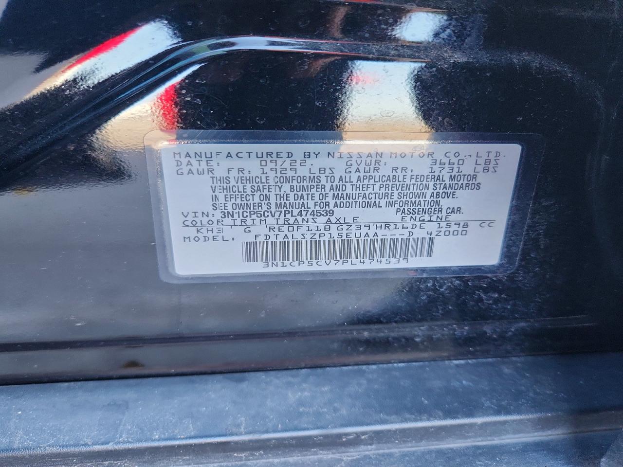 2023 Nissan Kicks Sv Black vin: 3N1CP5CV7PL474539