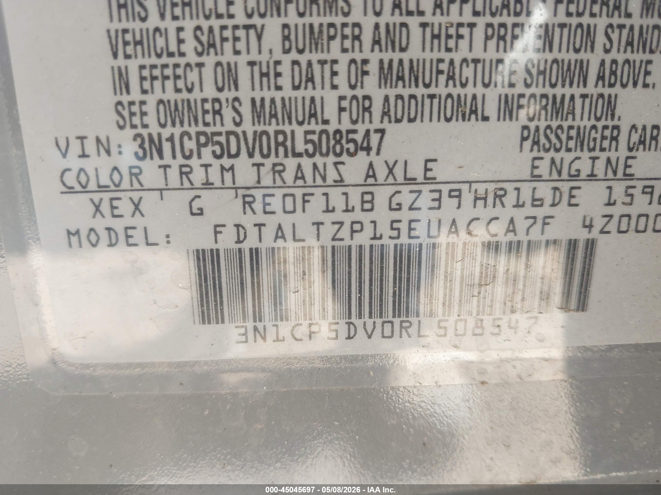 2024 Nissan Kicks Sr Xtronic Cvt Серый vin: 3N1CP5DV0RL508547
