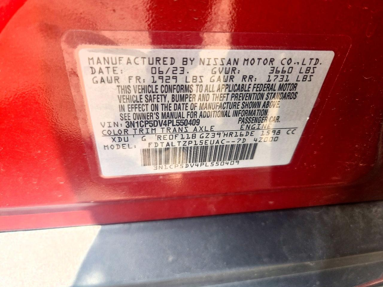 2023 Nissan Kicks Sr Red vin: 3N1CP5DV4PL550409