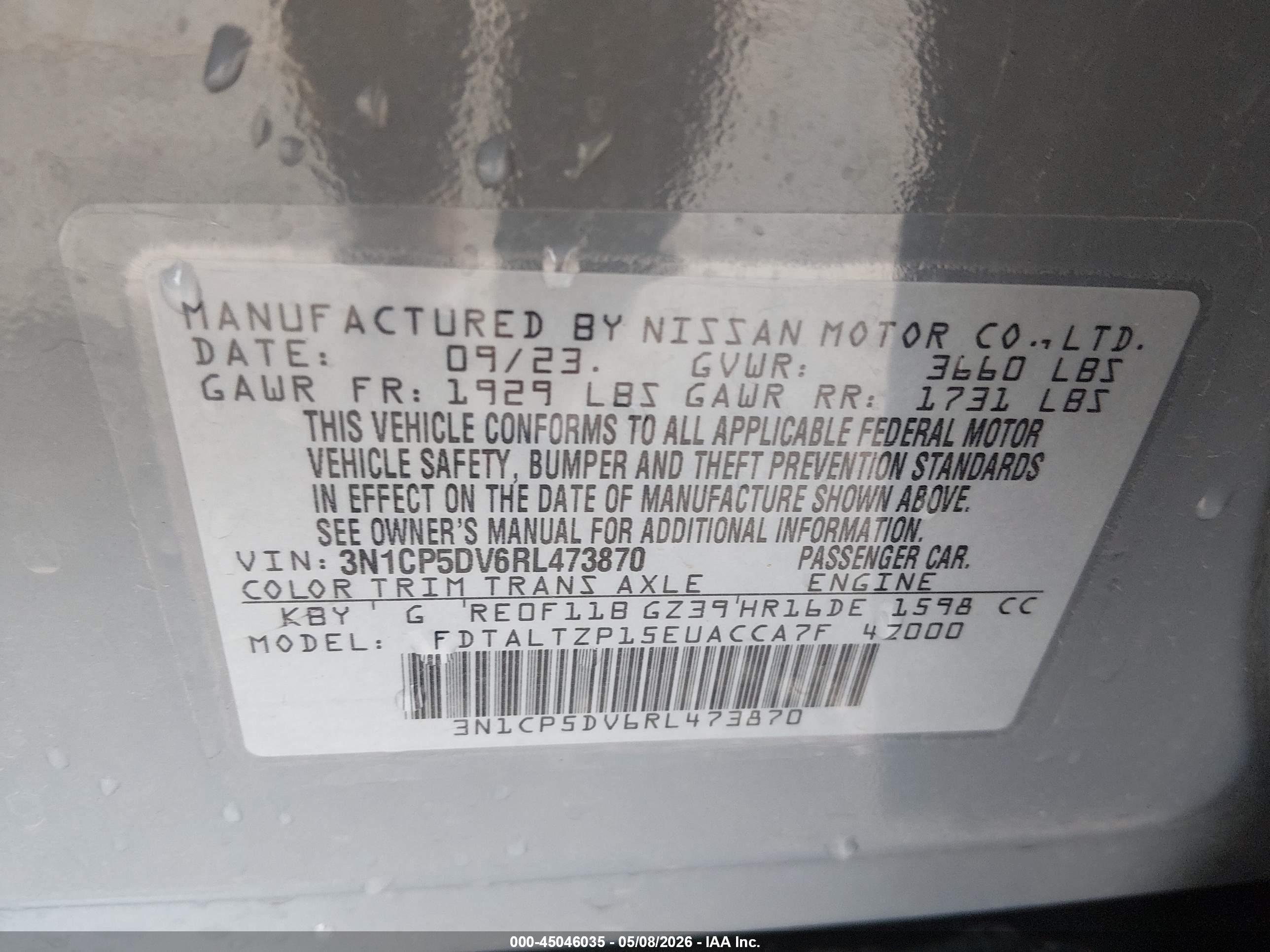 2024 Nissan Kicks Sr Xtronic Cvt Gray vin: 3N1CP5DV6RL473870