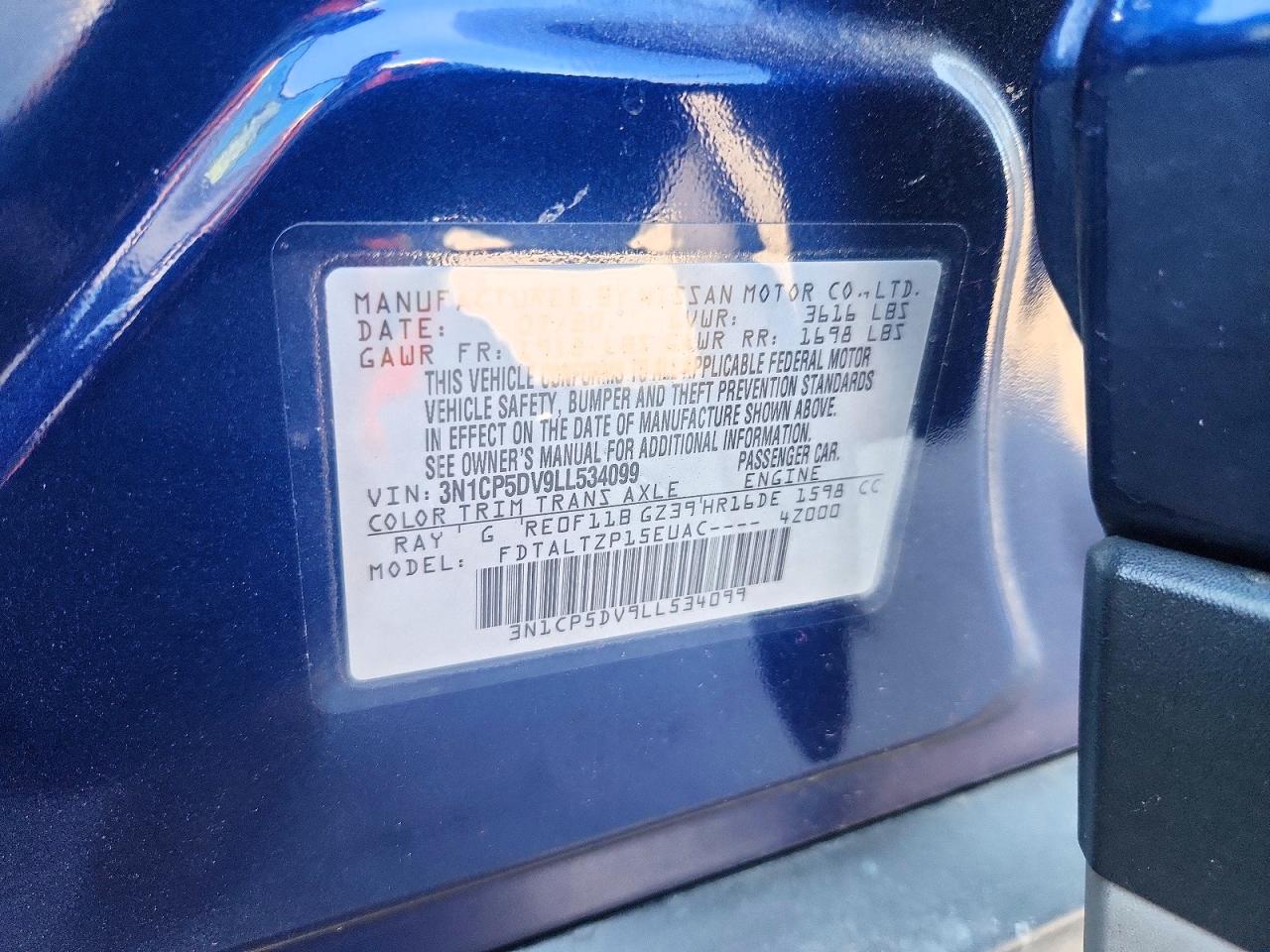 2020 Nissan Kicks Sr Blue vin: 3N1CP5DV9LL534099