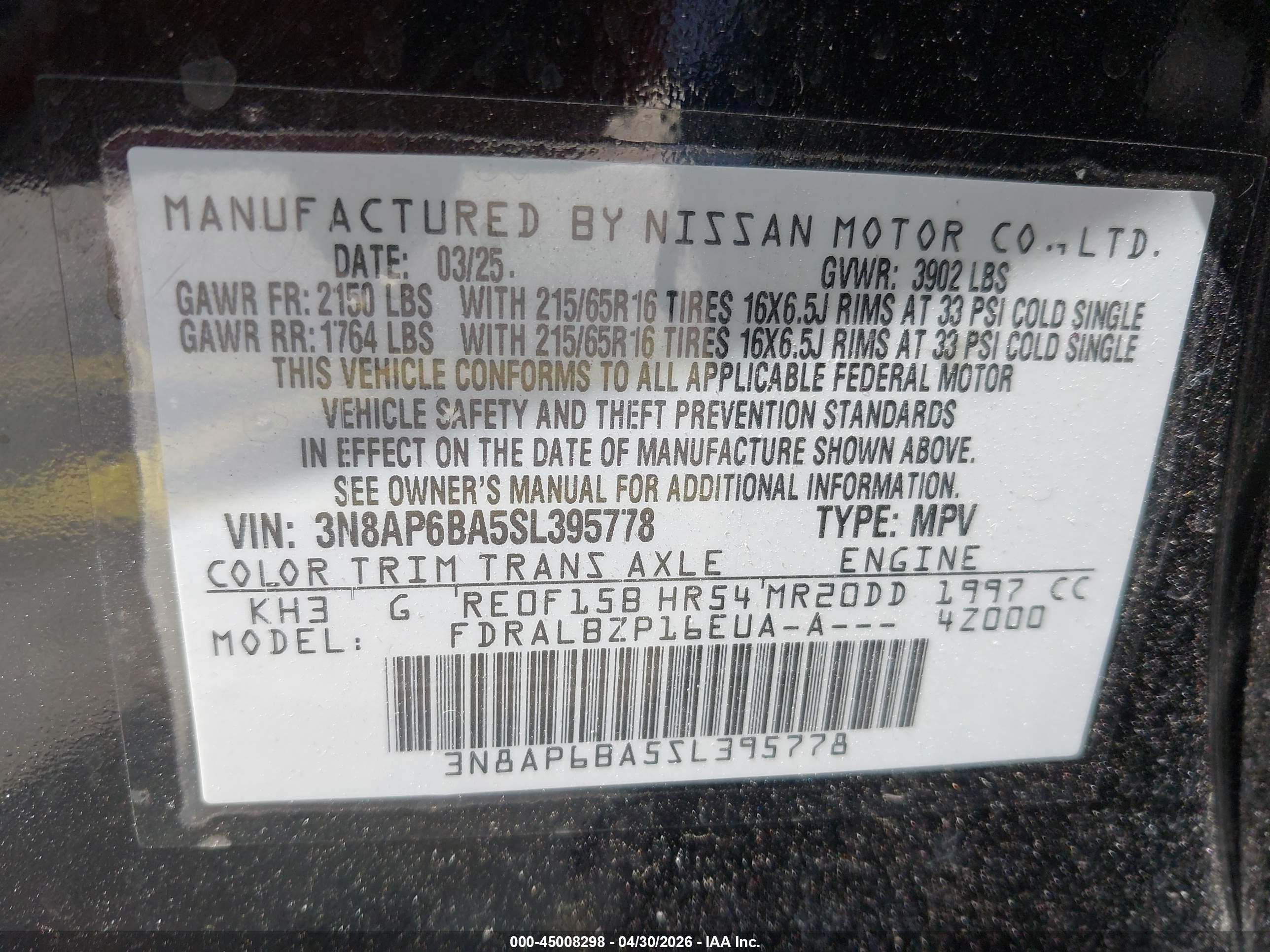 2025 Nissan Kicks S Fwd Black vin: 3N8AP6BA5SL395778