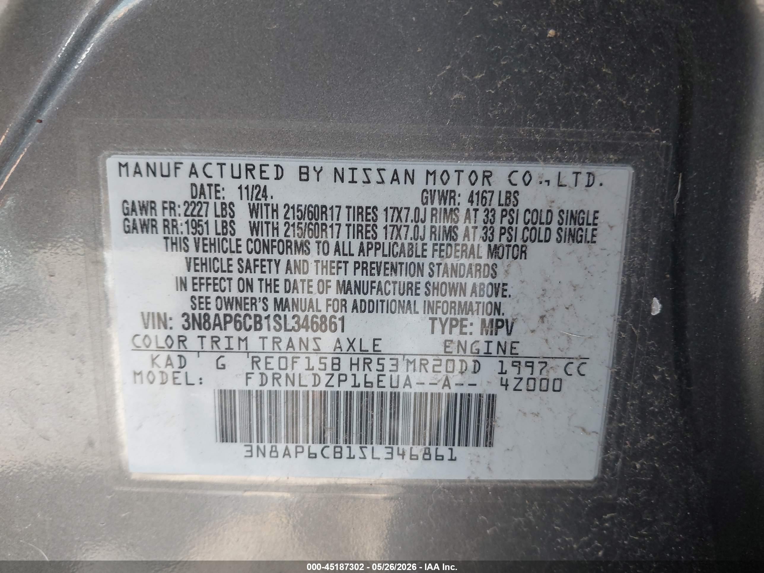 2025 Nissan Kicks Sv Intelligent Awd Gray vin: 3N8AP6CB1SL346861