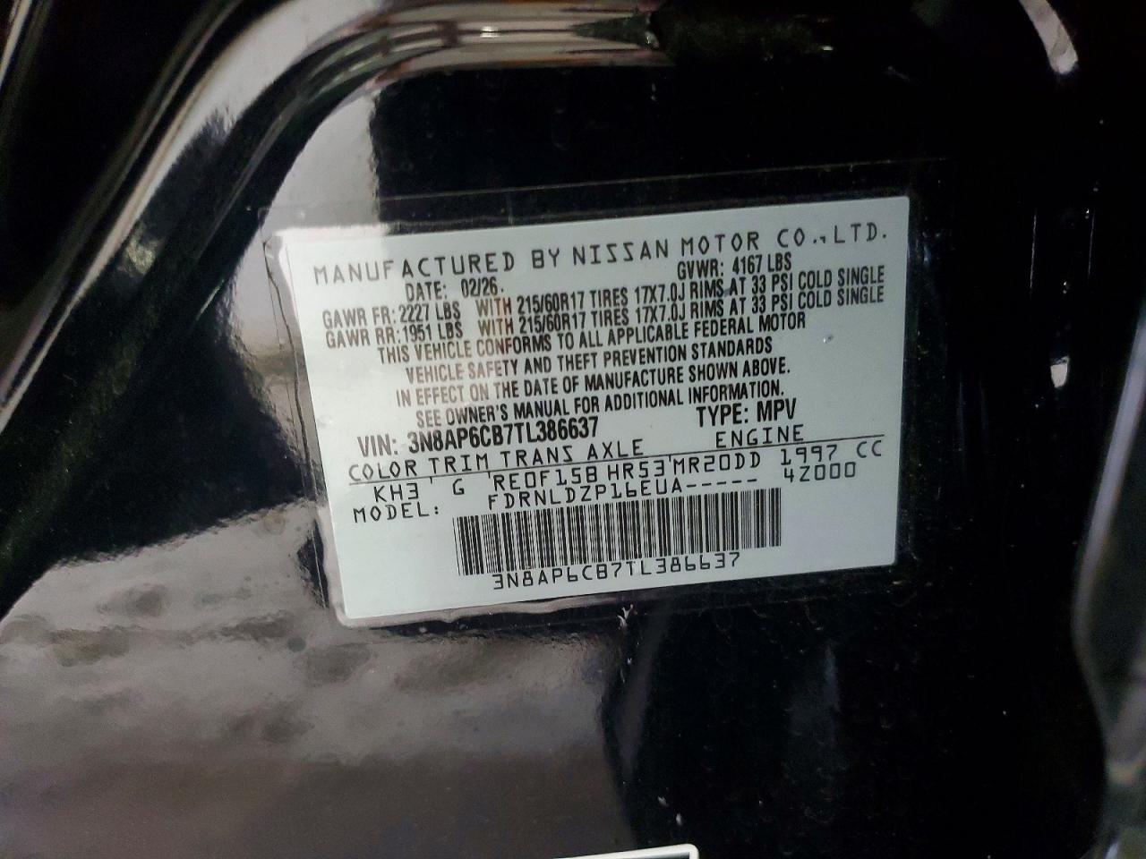 2026 Nissan Kicks Sv Black vin: 3N8AP6CB7TL386637