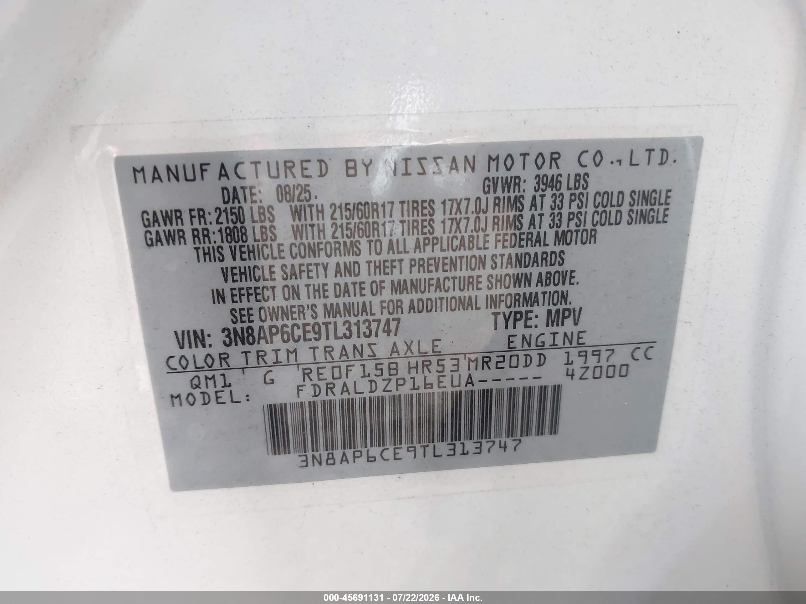 2026 Nissan Kicks Sv White vin: 3N8AP6CE9TL313747