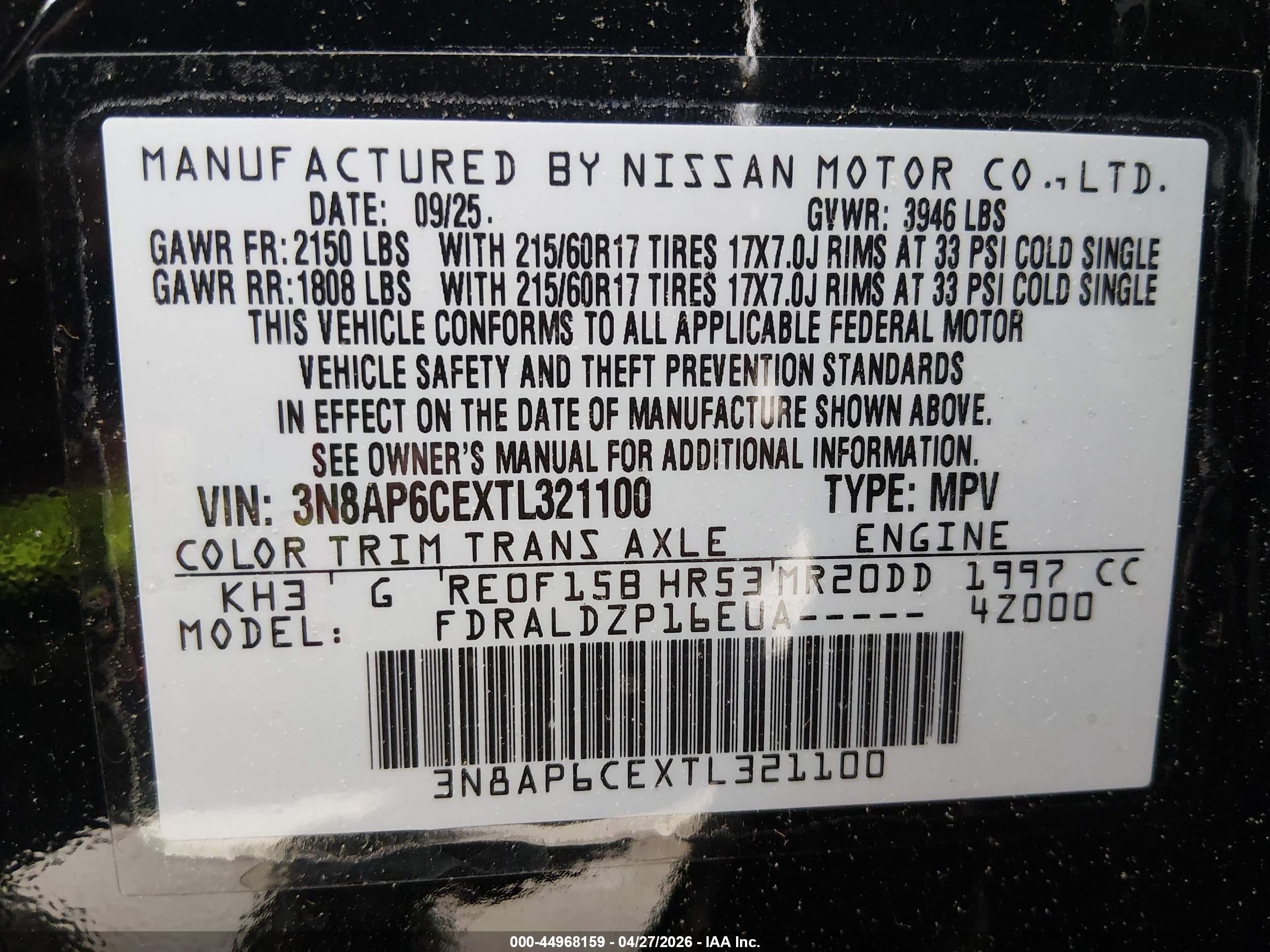 2026 Nissan Kicks Sv Black vin: 3N8AP6CEXTL321100