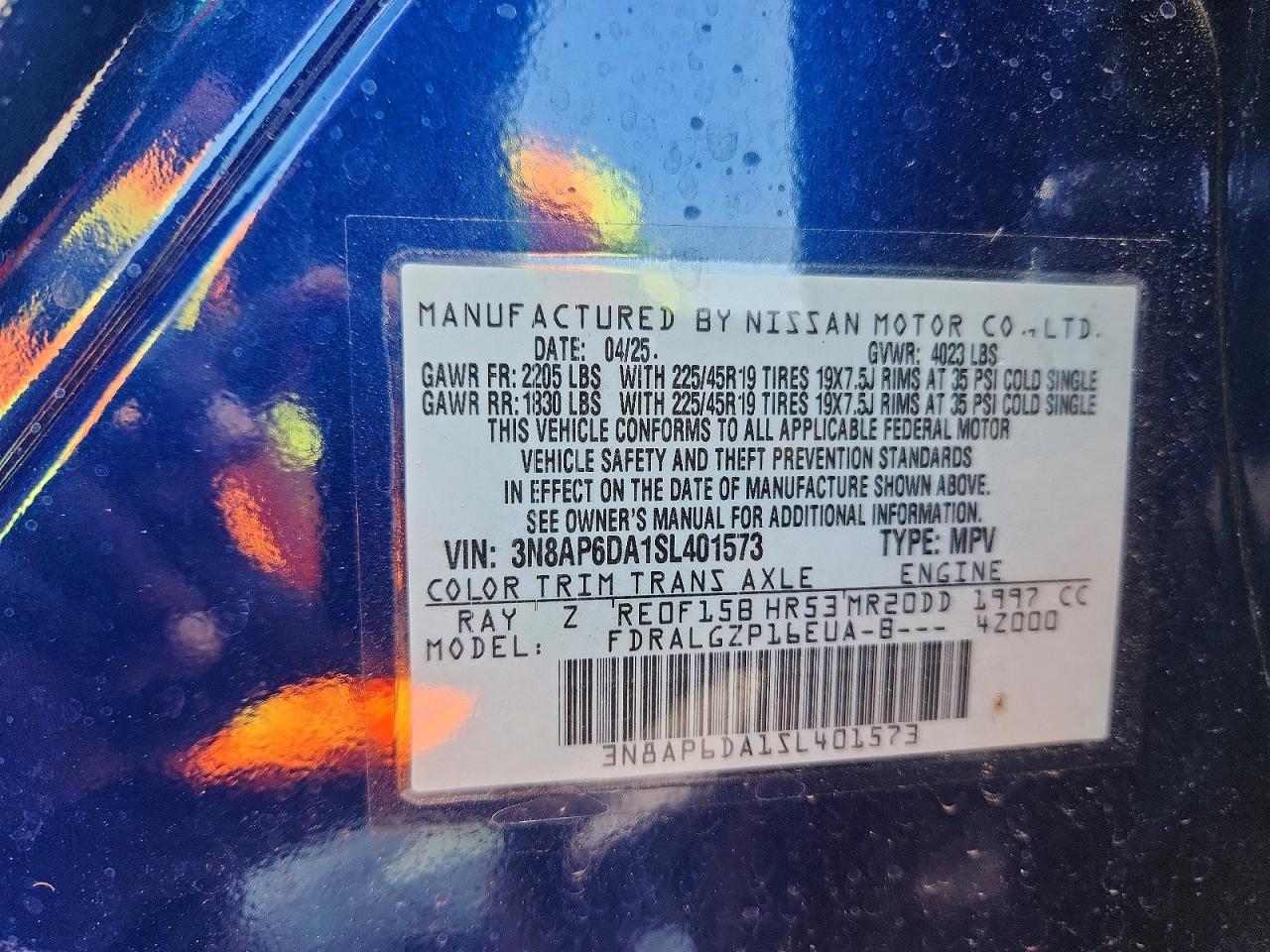 2025 Nissan Kicks Sr Blue vin: 3N8AP6DA1SL401573