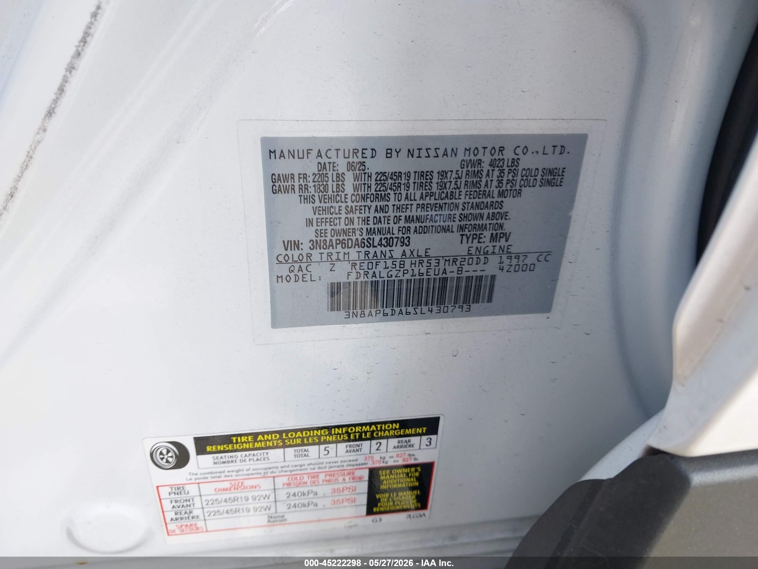 2025 Nissan Kicks Sr Fwd White vin: 3N8AP6DA6SL430793