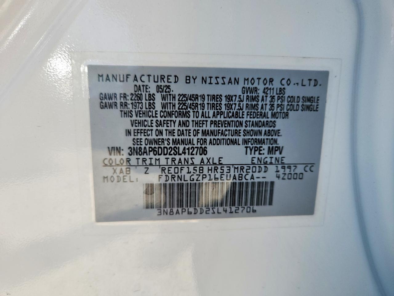 2025 Nissan Kicks Sr Белый vin: 3N8AP6DD2SL412706