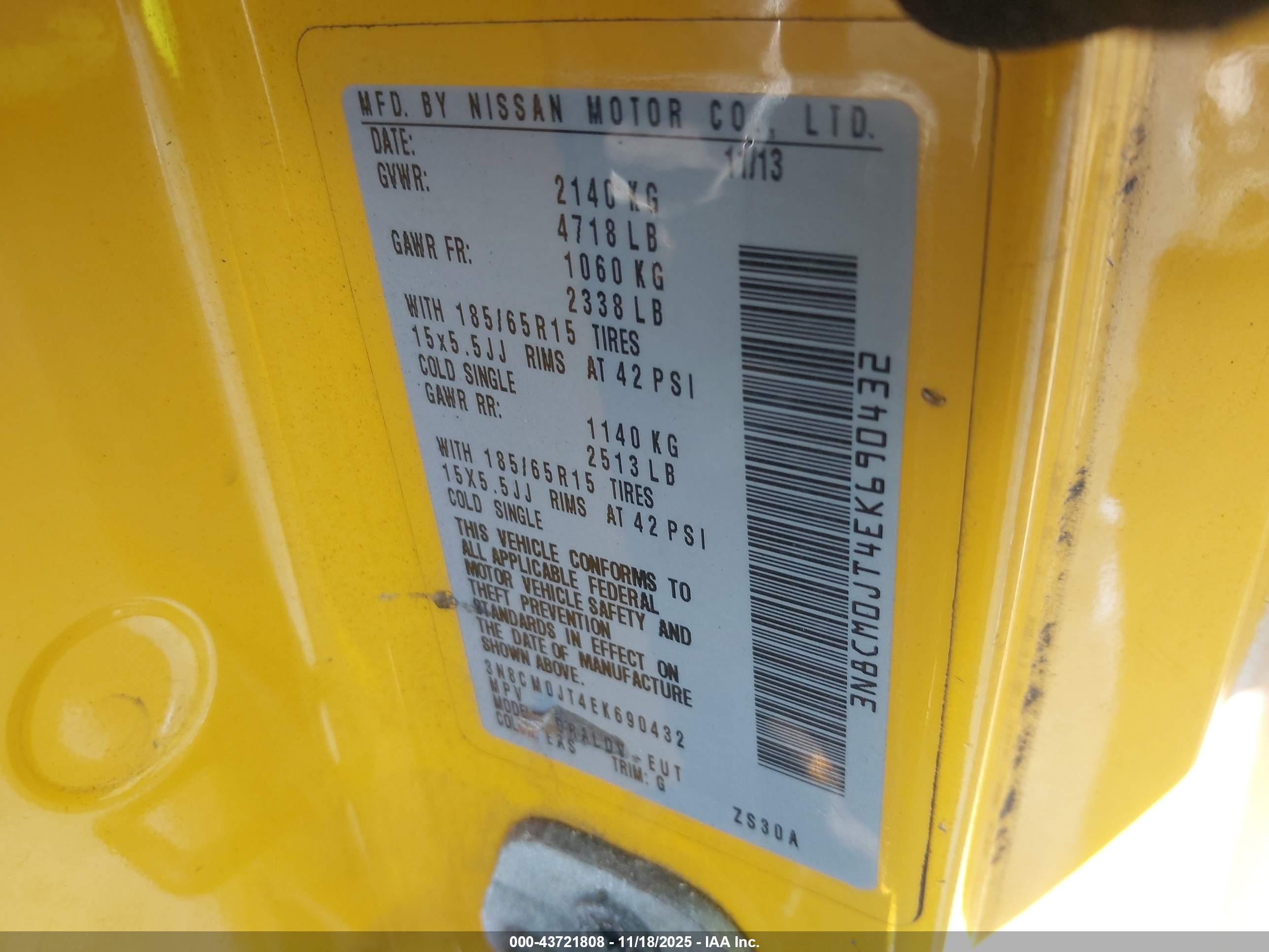 2014 Nissan Nv200 Taxi   Белый vin: 3N8CM0JT4EK690432