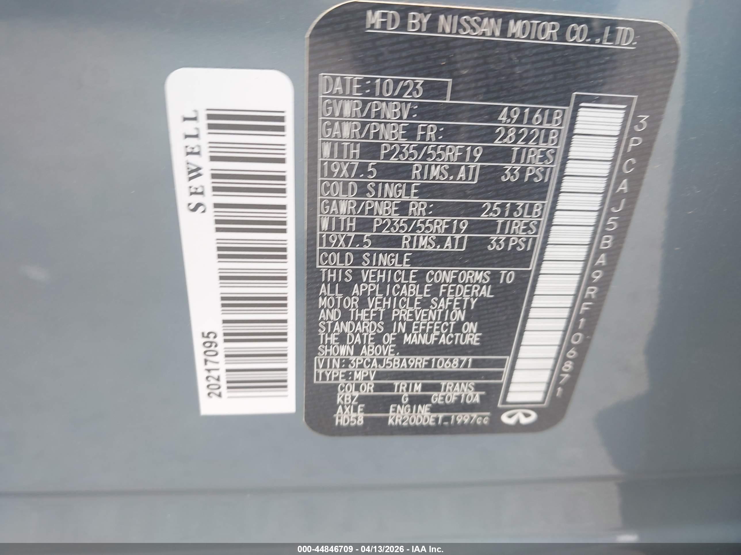 2024 Infiniti Qx50 Luxe Blue vin: 3PCAJ5BA9RF106871
