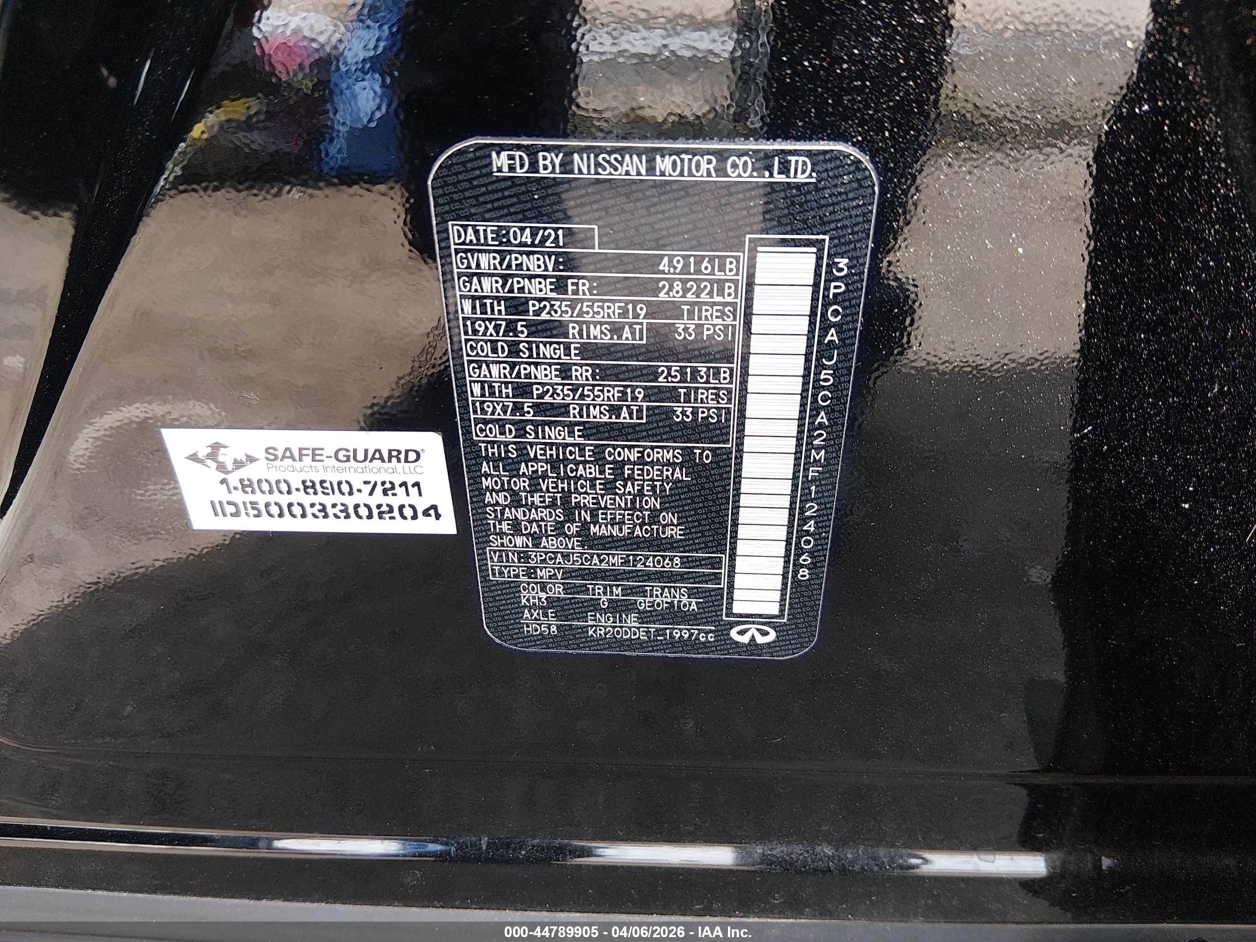2021 Infiniti Qx50 Essential Black vin: 3PCAJ5CA2MF124068